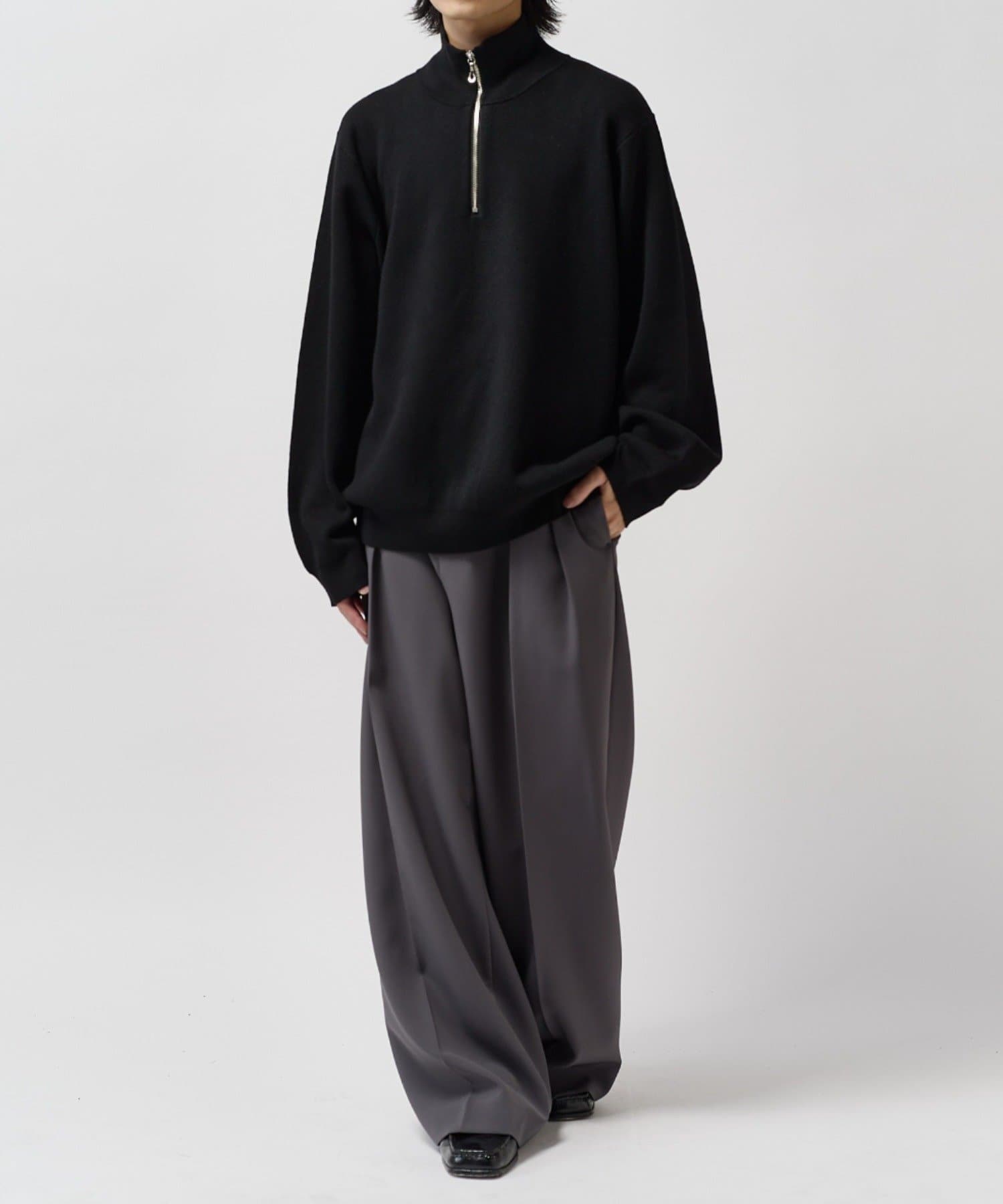 Lui's(ルイス) ウォッシャブルハーフジップニット