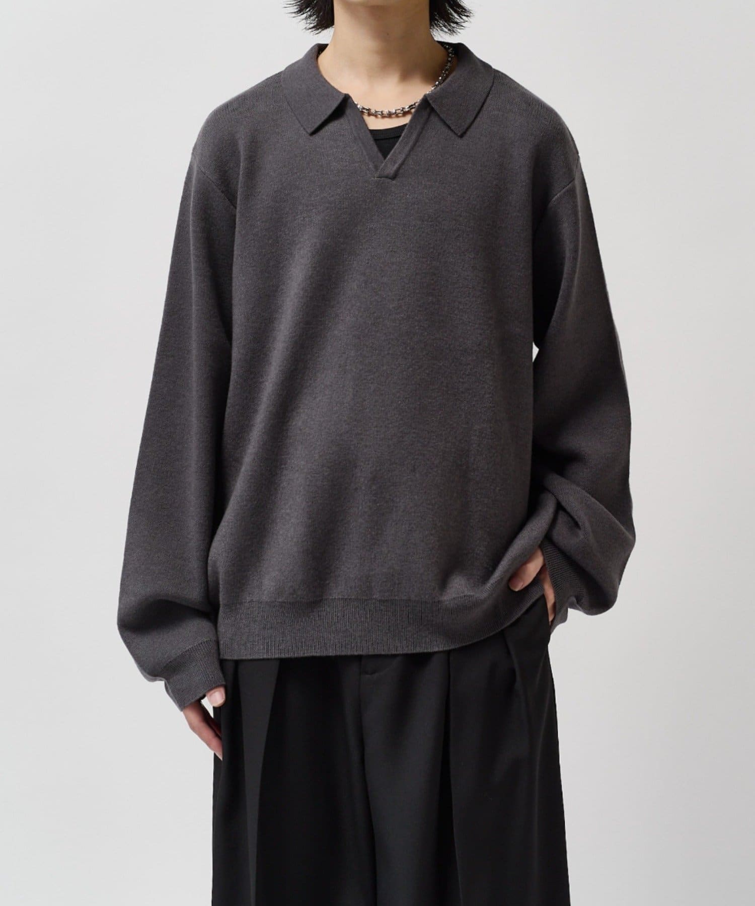 Lui's(ルイス) ウォッシャブルスキッパーニットポロ