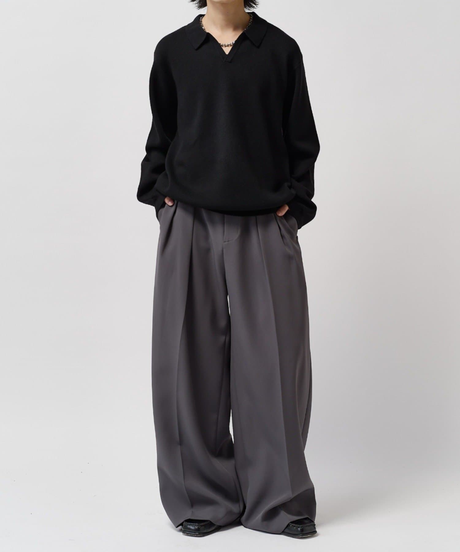 Lui's(ルイス) ウォッシャブルスキッパーニットポロ