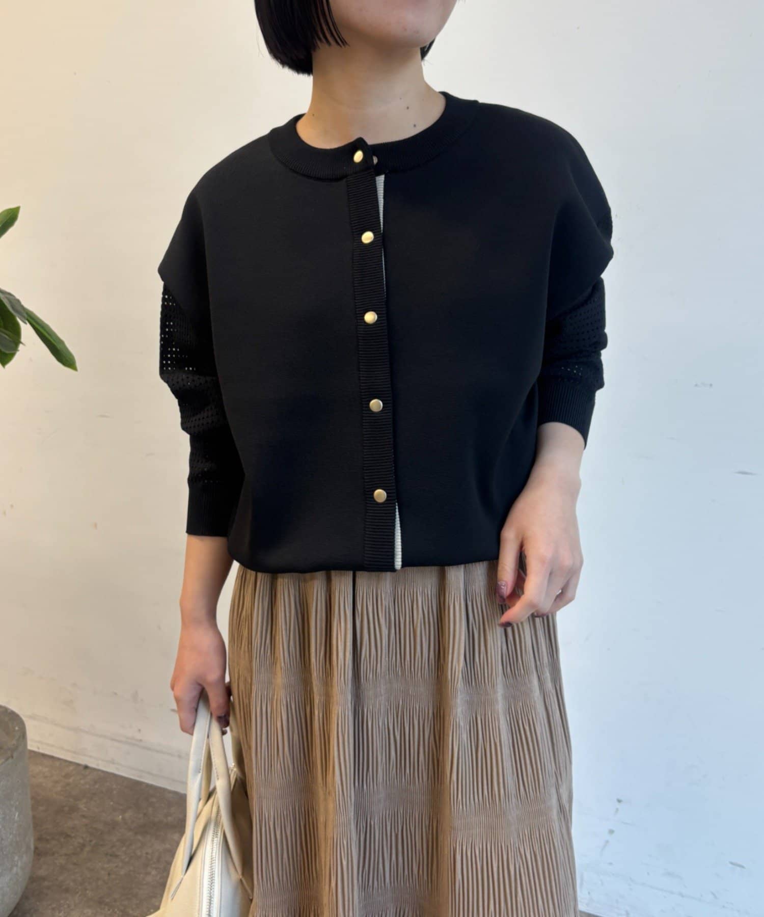 Jena　espace merveilleux(ジェナ　エスパスメルヴェイユ) 袖ビハイメッシュカーディガン