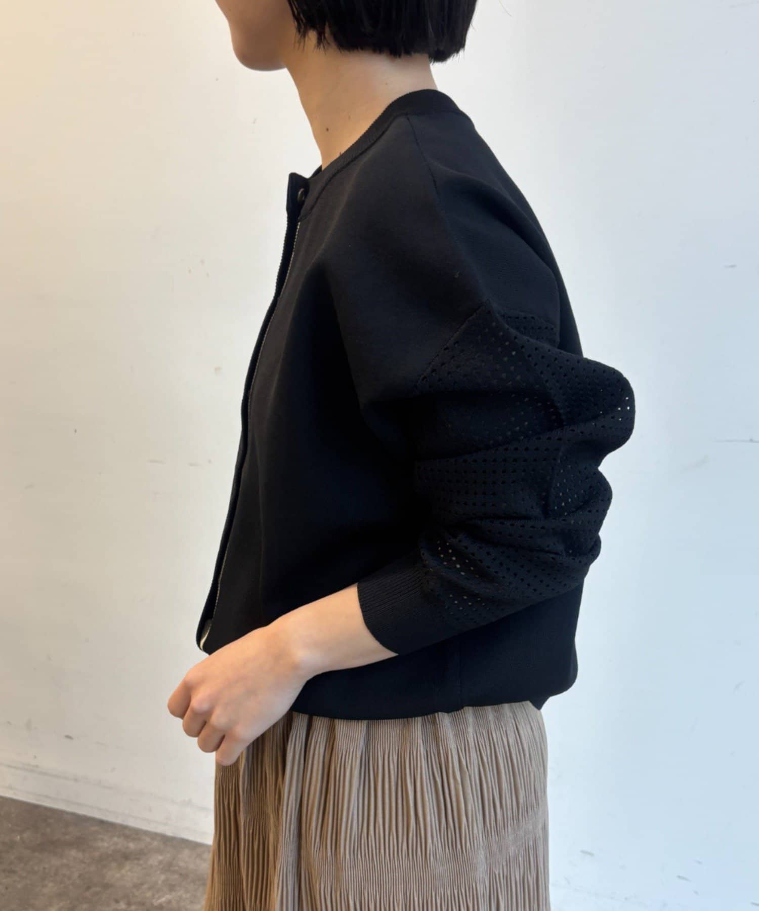 Jena　espace merveilleux(ジェナ　エスパスメルヴェイユ) 袖ビハイメッシュカーディガン