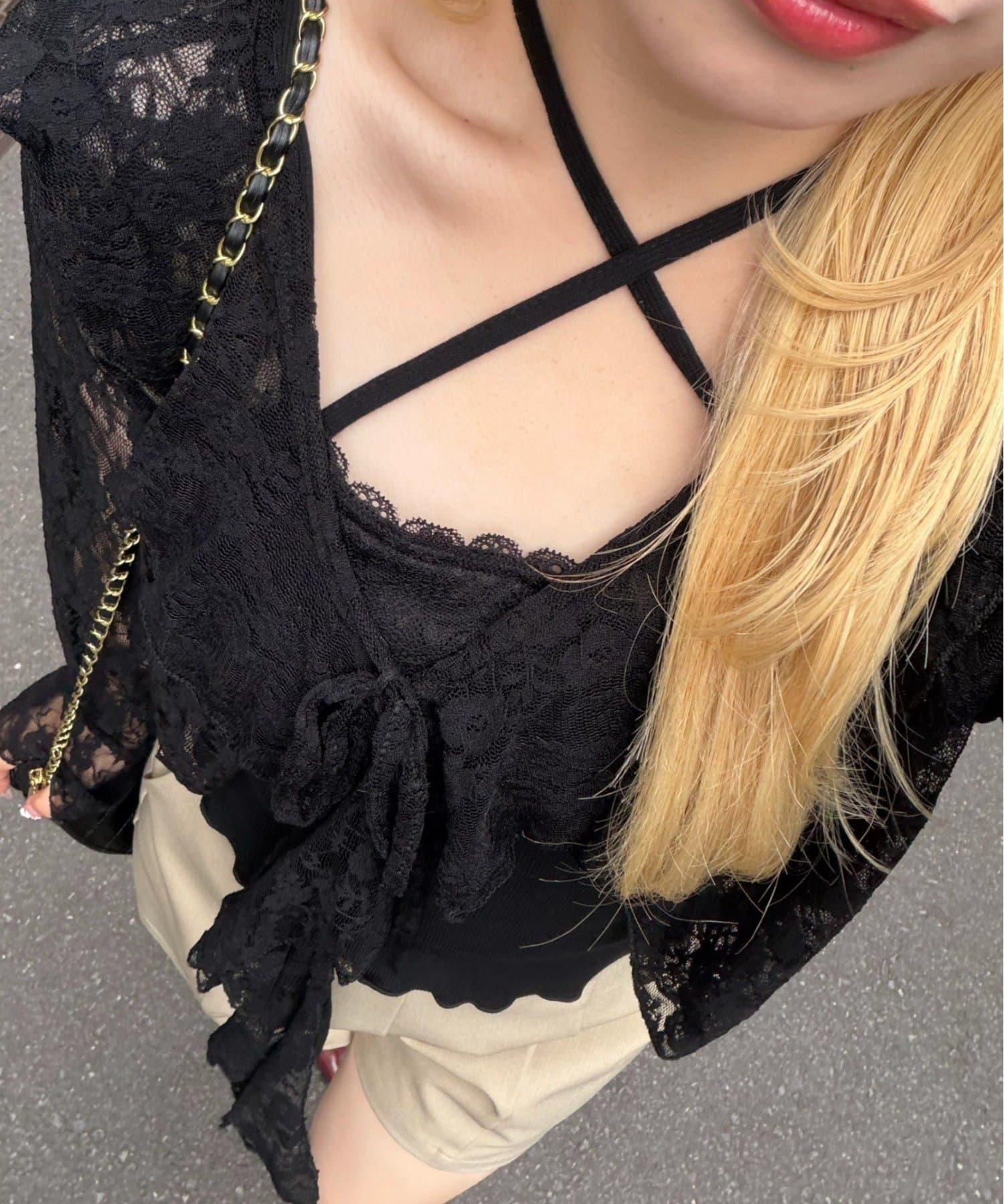 NICE CLAUP / OLIVE des OLIVE OUTLET(ナイスクラップ  / オリーブ デ オリーブ アウトレット) 【continuer】ラッフルレースボレロカーディガン