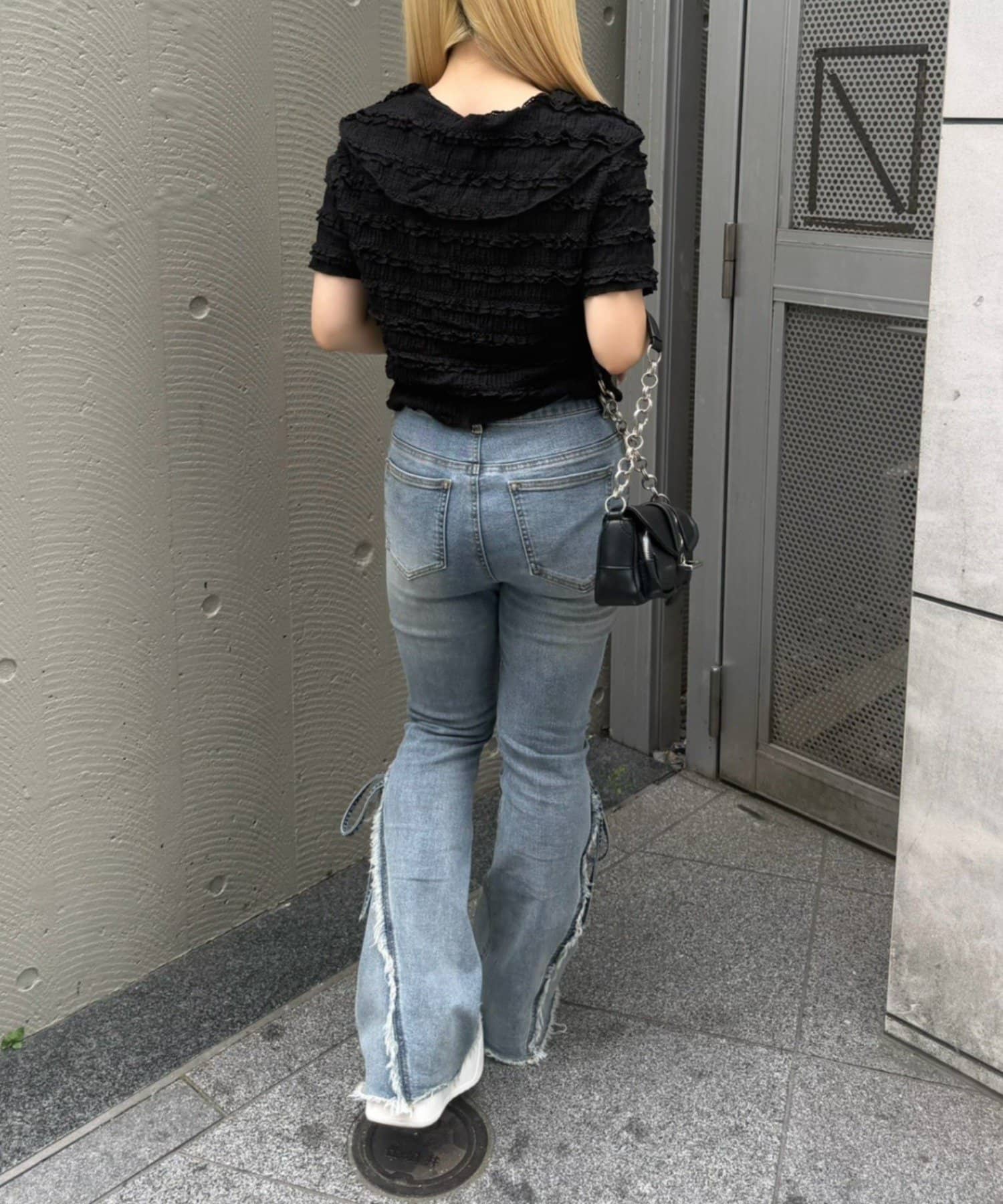 NICE CLAUP / OLIVE des OLIVE OUTLET(ナイスクラップ  / オリーブ デ オリーブ アウトレット) 【continuer】段々レースBig衿カーディガン