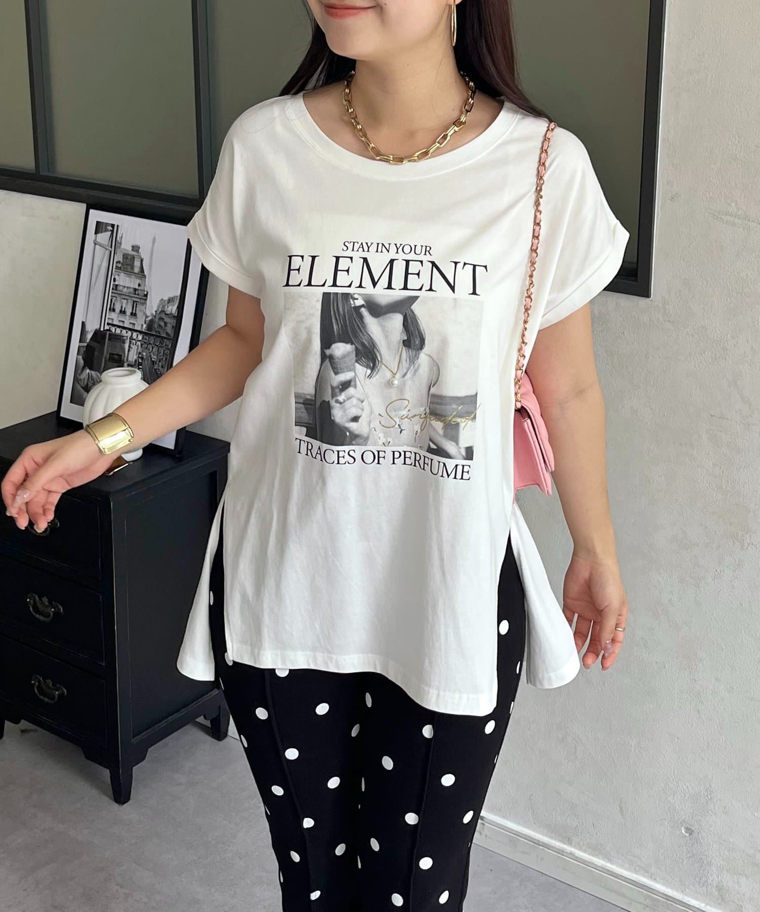 prose verse(プロズヴェール) サイドスリットオーバーサイズフォトTシャツ
