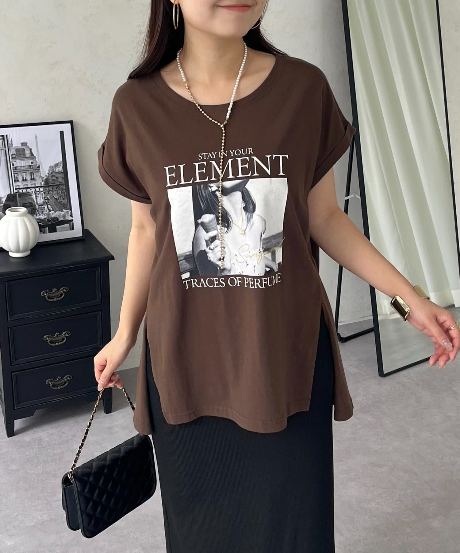 prose verse(プロズヴェール) サイドスリットオーバーサイズフォトTシャツ