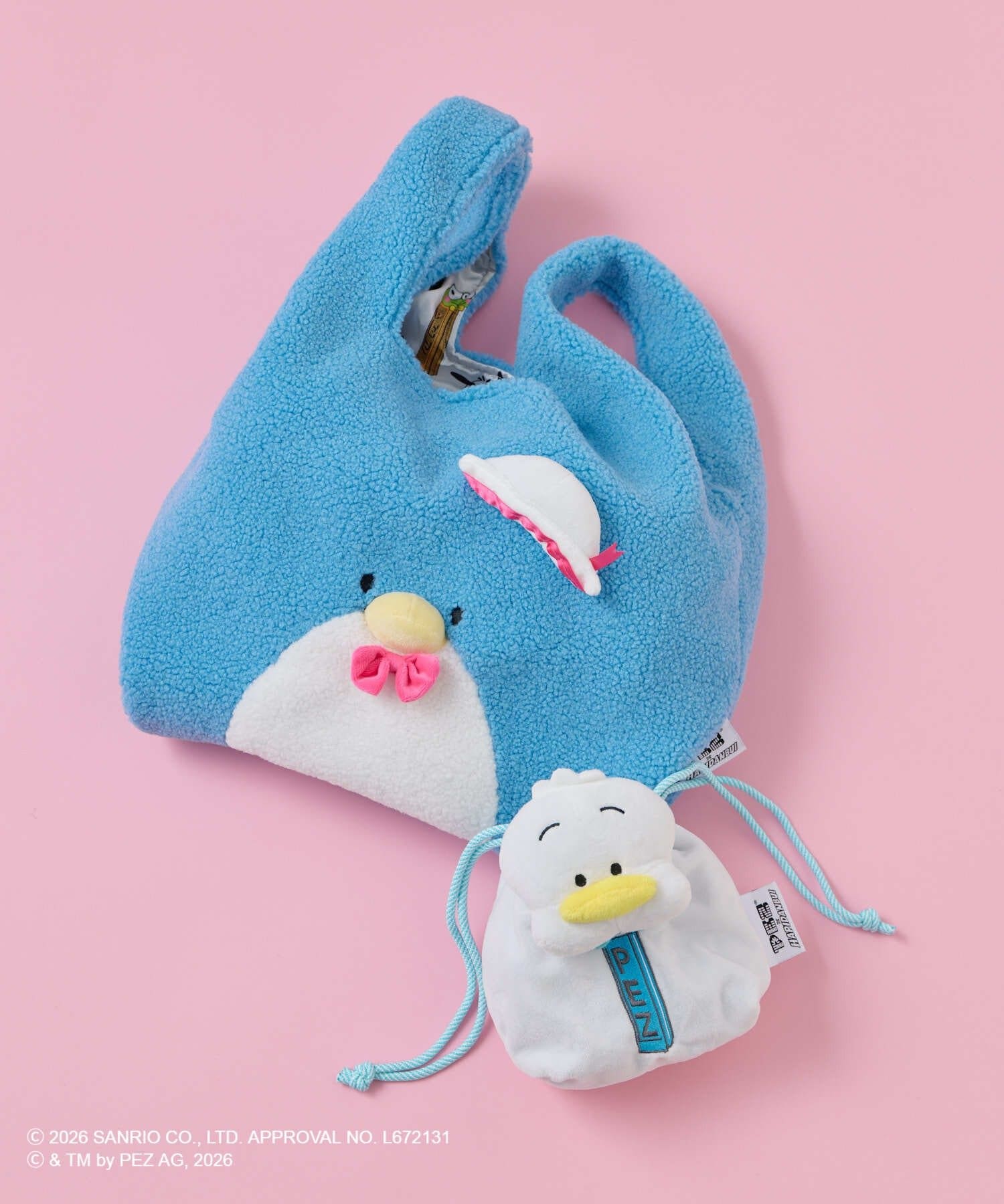 ear PAPILLONNER(イア パピヨネ) 【はぴだんぶい×PEZ(ペッツ) ×ear】ボアトートバッグ＆ぬいぐるみ巾着ポーチセット