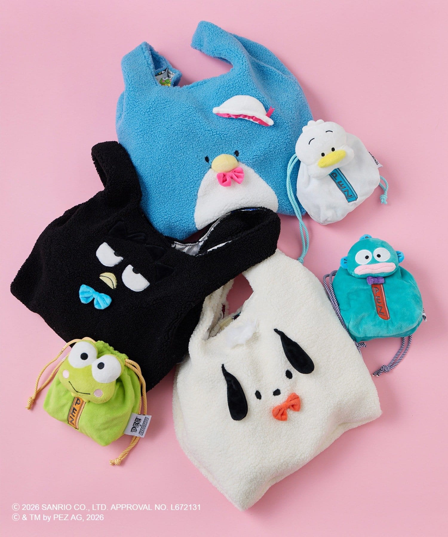 ear PAPILLONNER(イア パピヨネ) 【はぴだんぶい×PEZ(ペッツ) ×ear】ボアトートバッグ＆ぬいぐるみ巾着ポーチセット