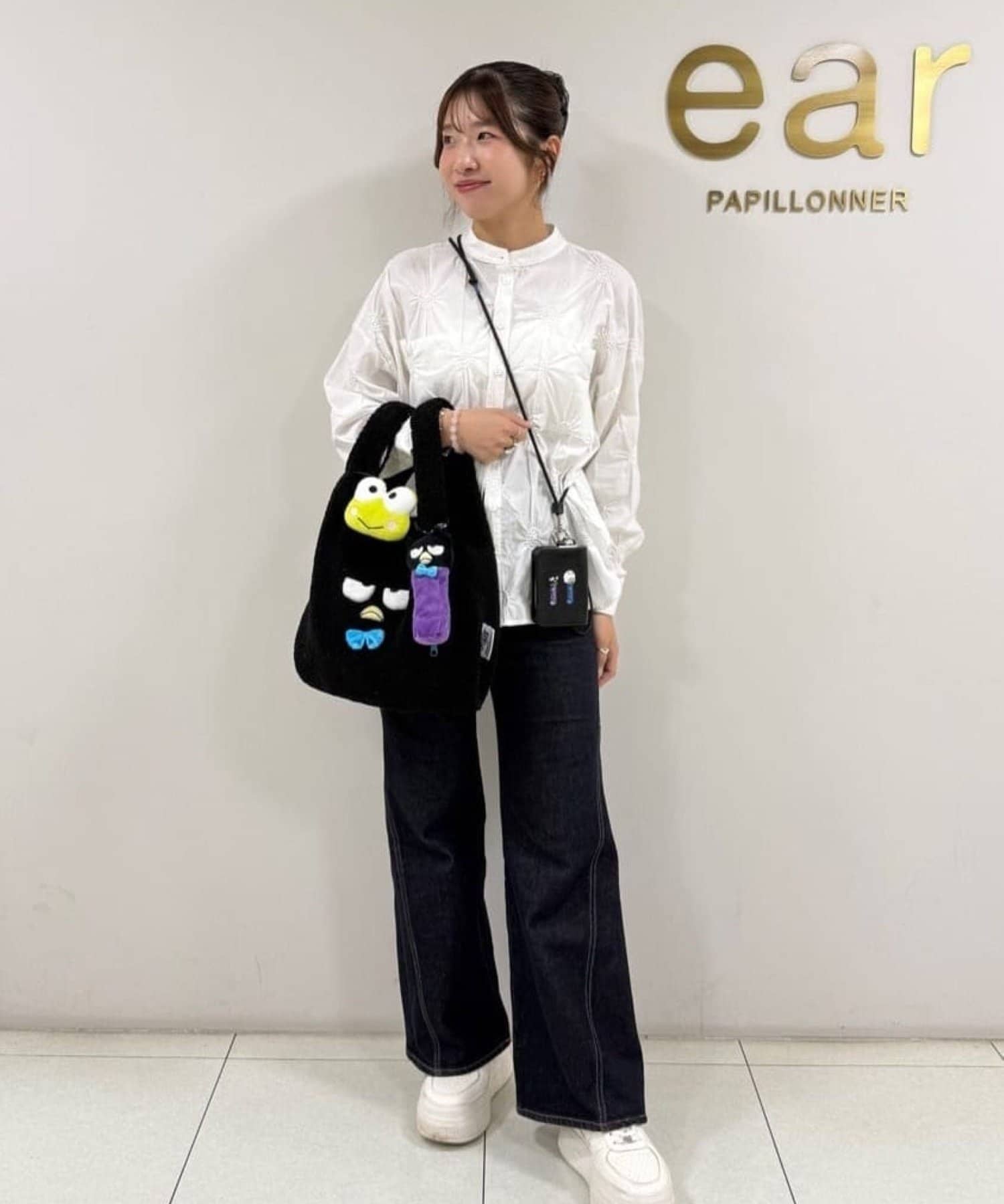 ear PAPILLONNER(イア パピヨネ) 【はぴだんぶい×PEZ(ペッツ) ×ear】ボアトートバッグ＆ぬいぐるみ巾着ポーチセット