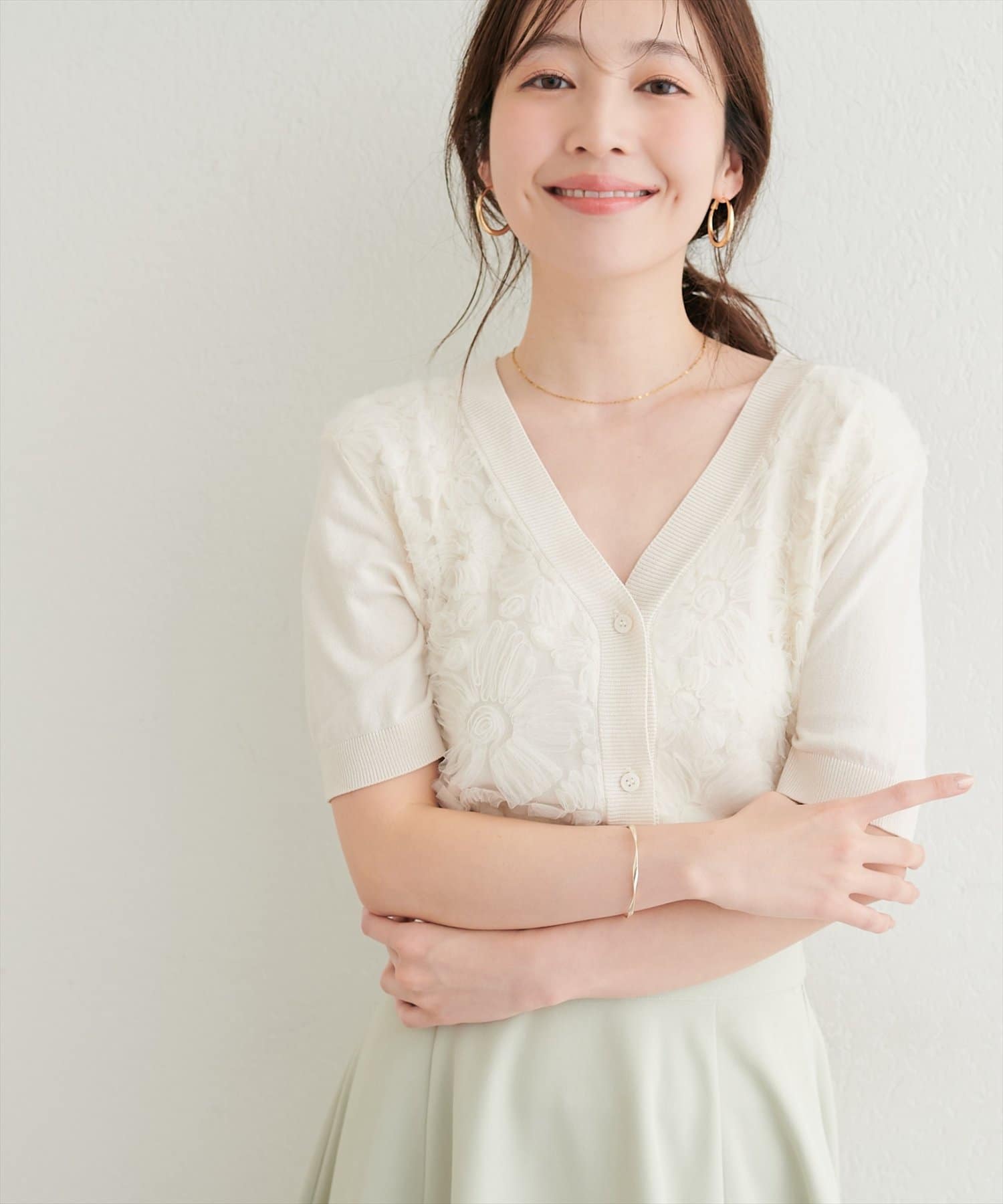 natural couture(ナチュラルクチュール) フラワーチュールニット