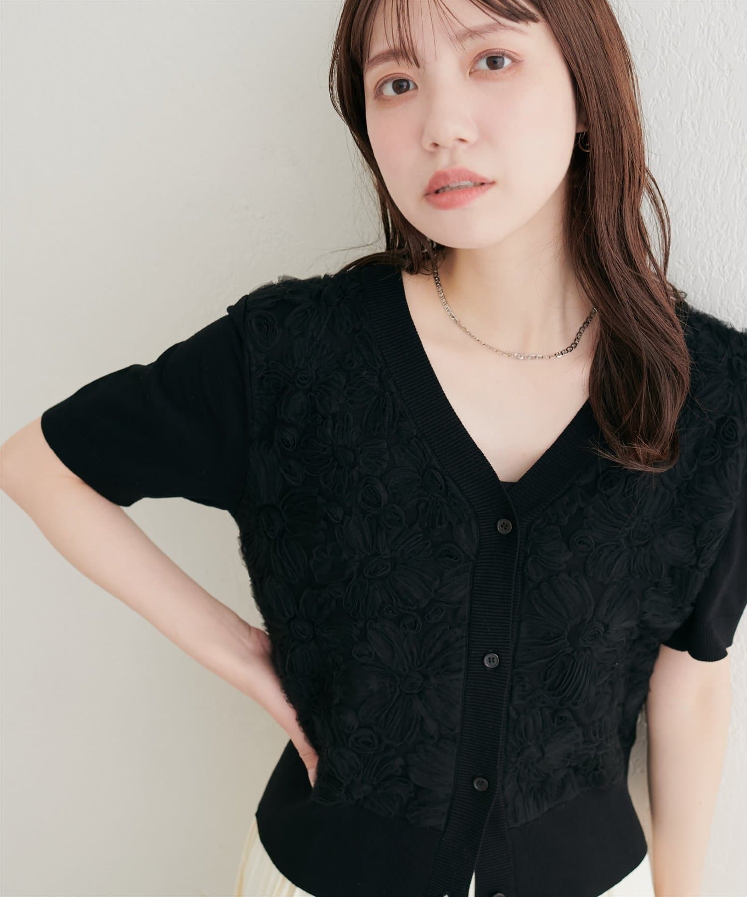natural couture(ナチュラルクチュール) フラワーチュールニット