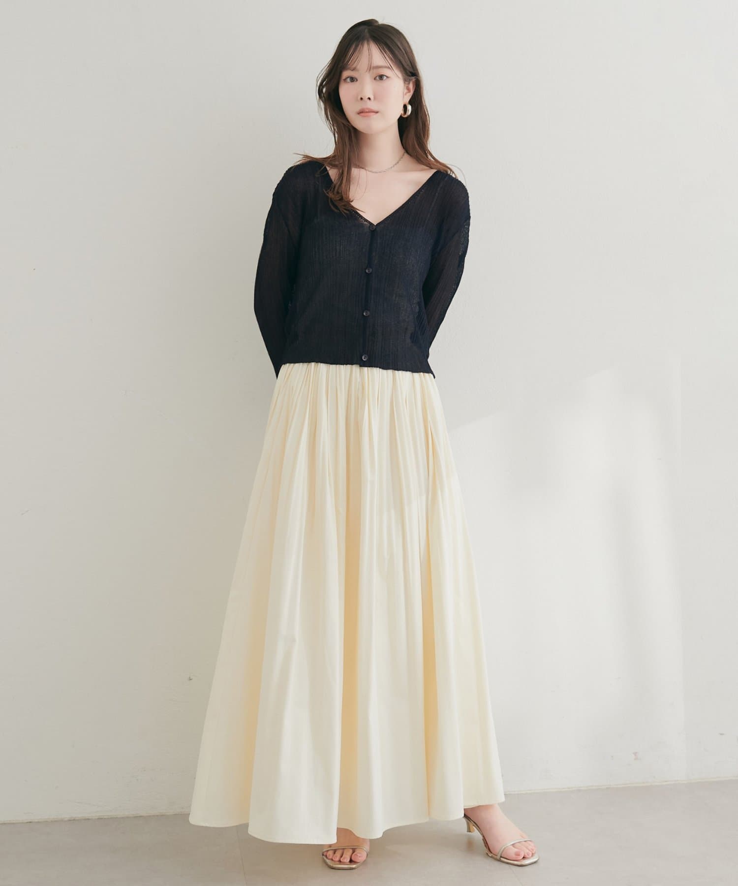 natural couture(ナチュラルクチュール) 針抜きリブシアーラメカーデ