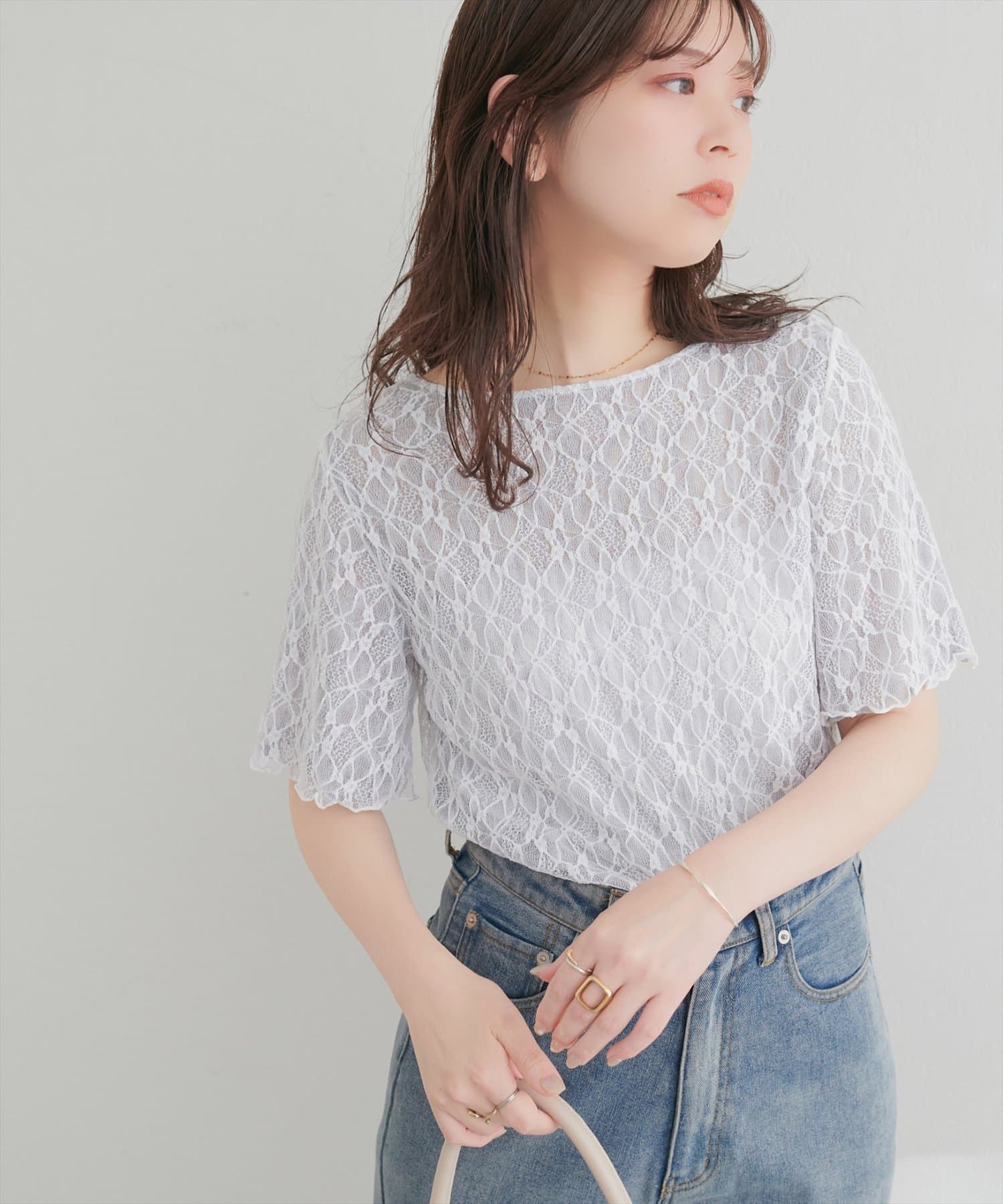 natural couture(ナチュラルクチュール) フレアスリーブリバーシブルレース