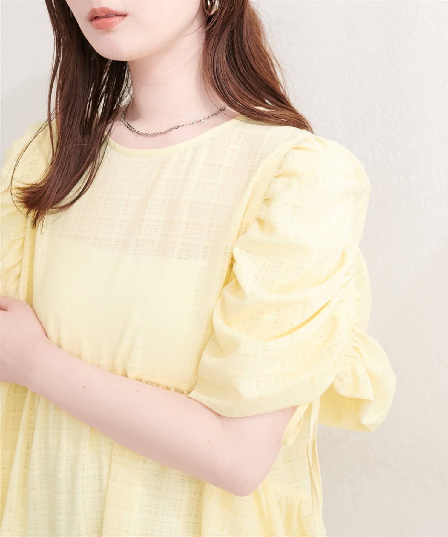natural couture(ナチュラルクチュール) ドロストスリーブペプラムブラウス