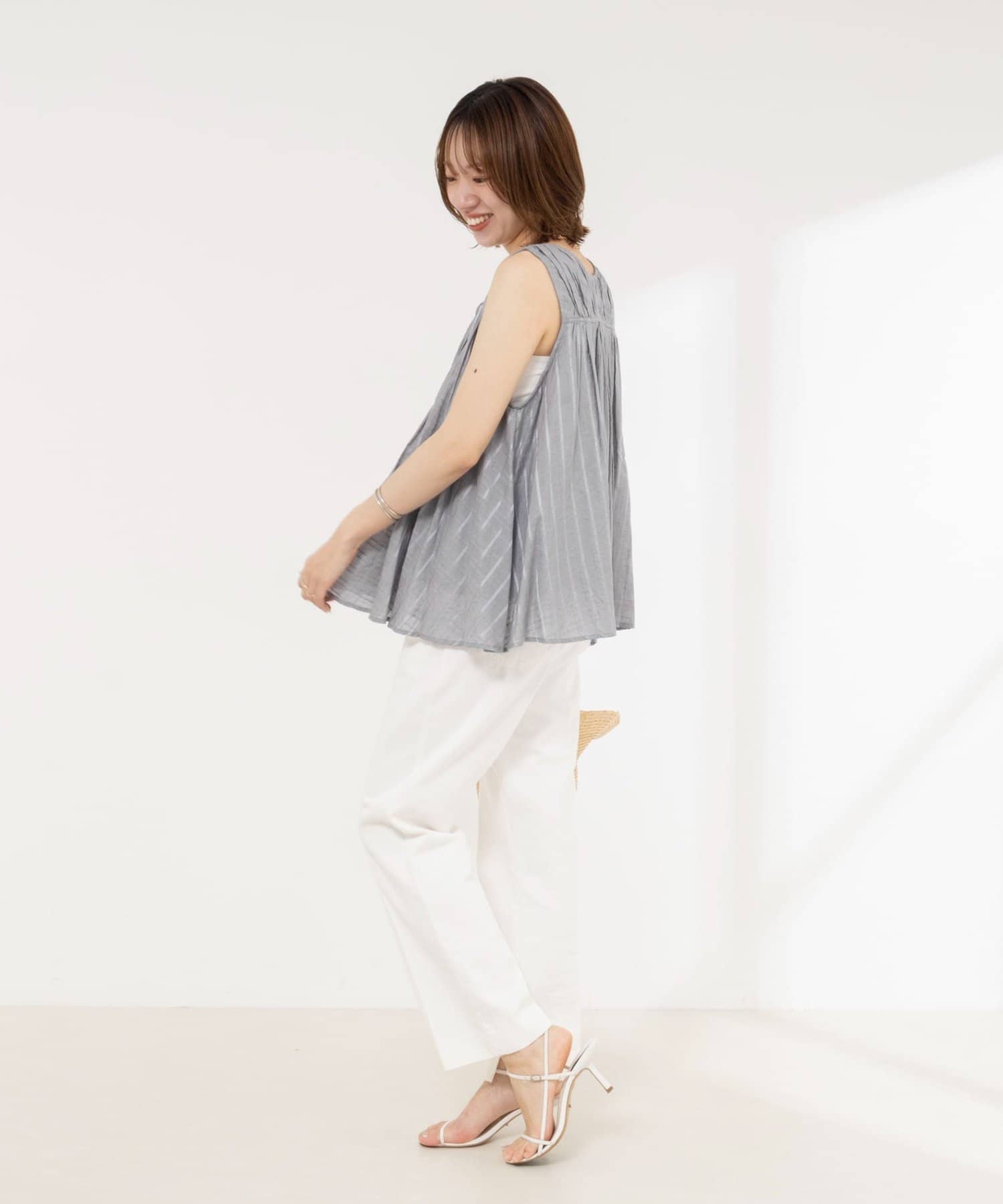 NOLLEY'S(ノーリーズ) sheer check 2way gathered blouse