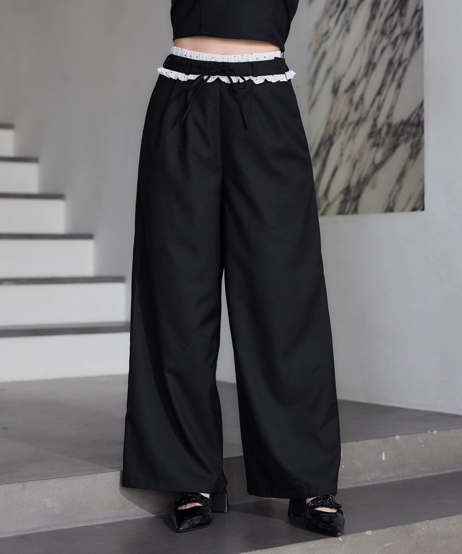 NICE CLAUP / OLIVE des OLIVE OUTLET(ナイスクラップ  / オリーブ デ オリーブ アウトレット) 【one after another】ブラックコレパンツ