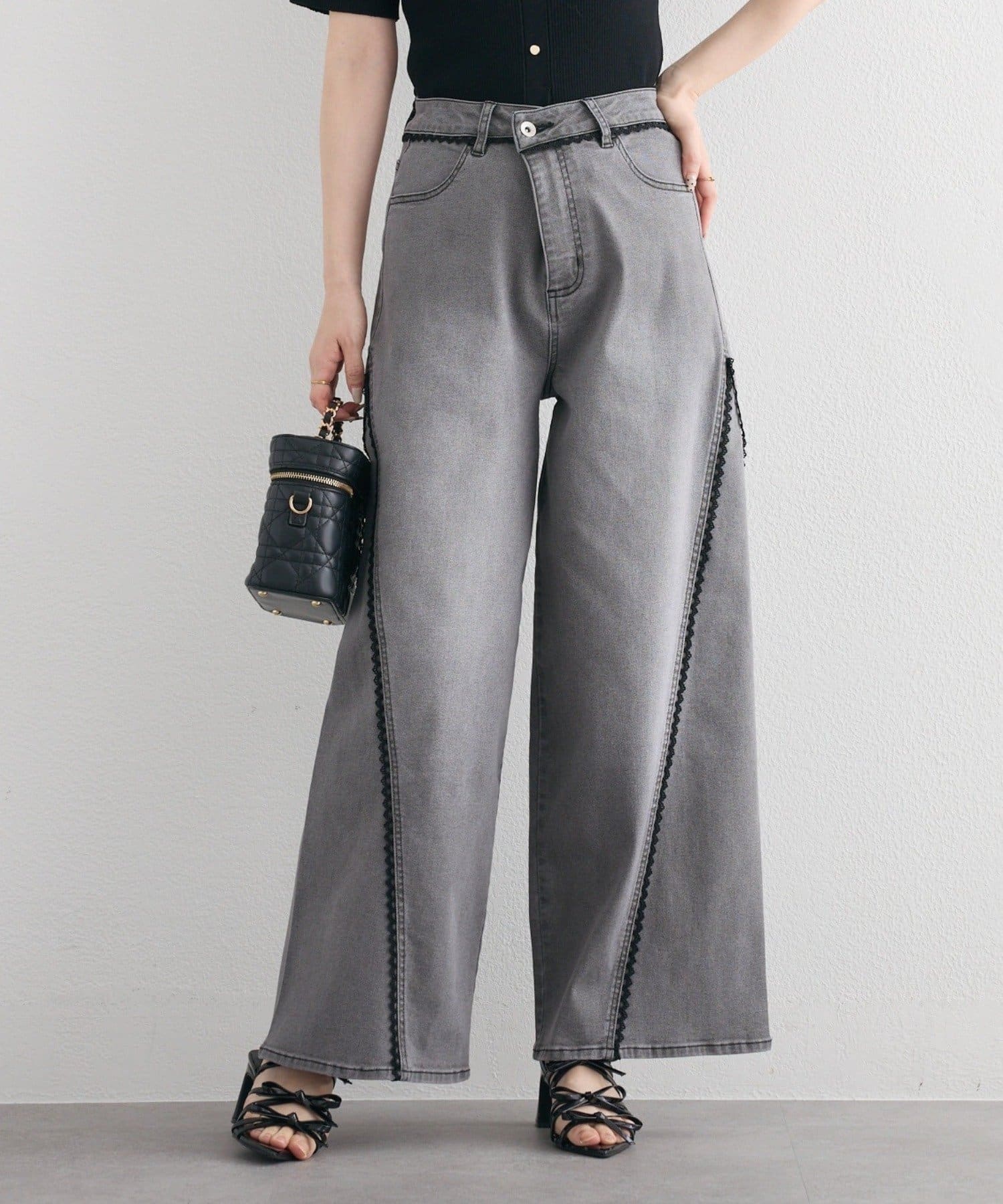 NICE CLAUP / OLIVE des OLIVE OUTLET(ナイスクラップ  / オリーブ デ オリーブ アウトレット) 【one after another】レースワイドデニム