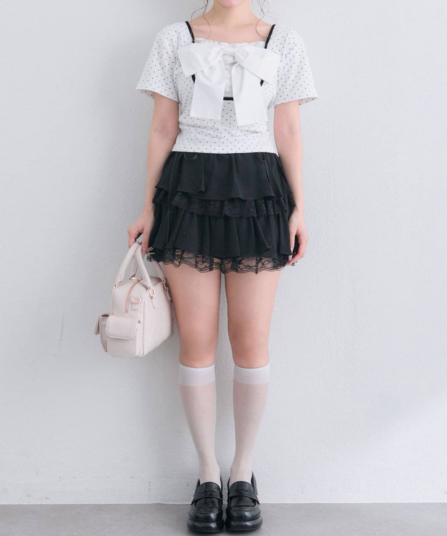 NICE CLAUP / OLIVE des OLIVE OUTLET(ナイスクラップ  / オリーブ デ オリーブ アウトレット) 【OLIVE des OLIVE】リボン映え半袖トップス