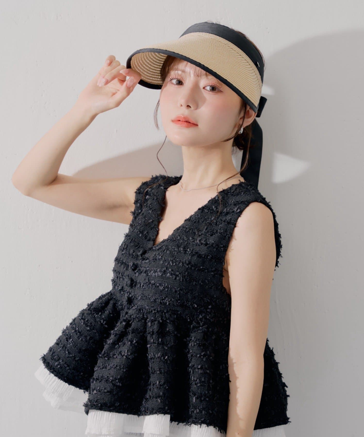 Chico(チコ) 【SALON  by Chico】バックリボンジュートサンバイザー