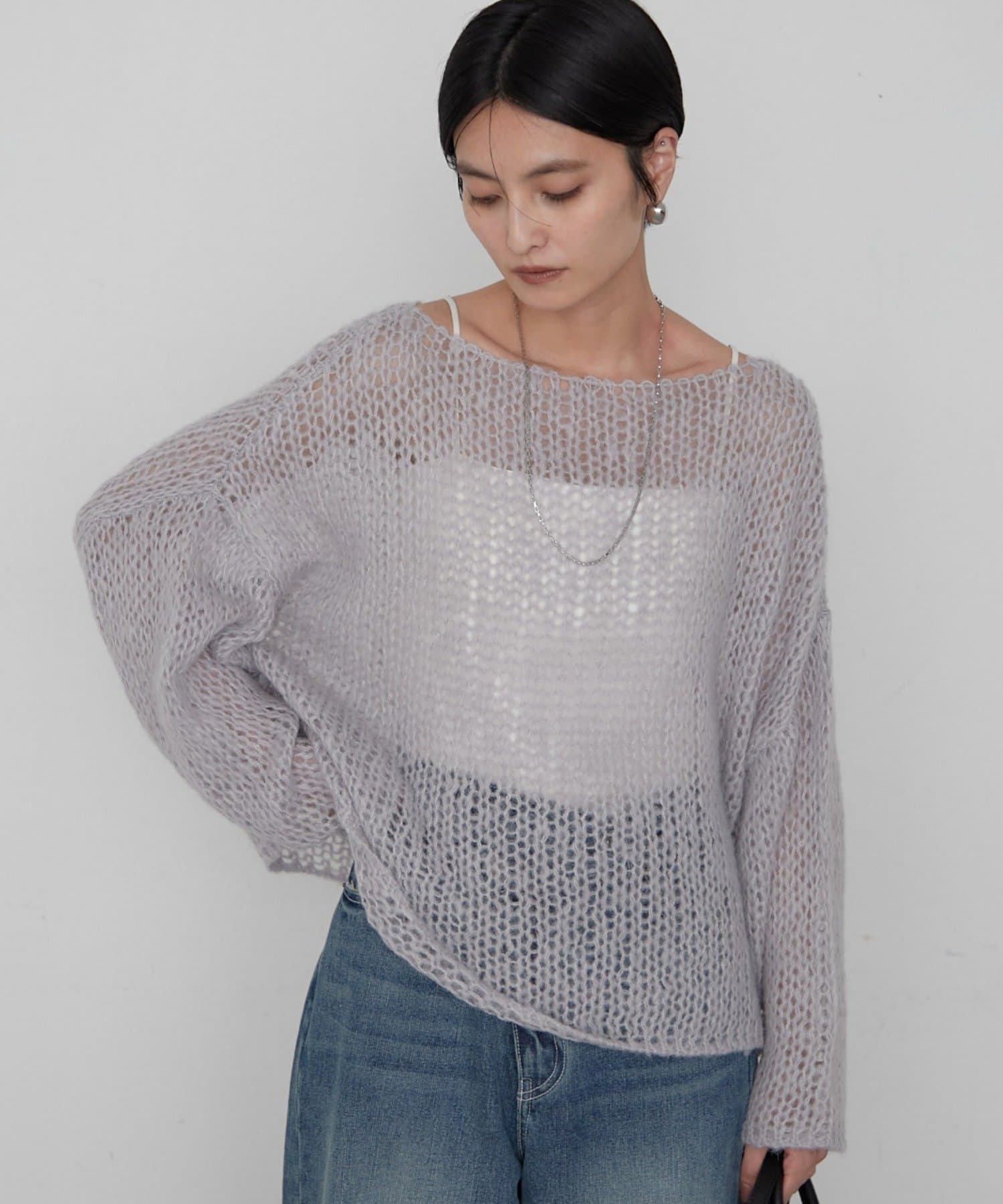 LOUNGEDRESS(ラウンジドレス) 《好評につき再登場！/イージーケア》【earthy_/アーシー】シアーハンドライクニット