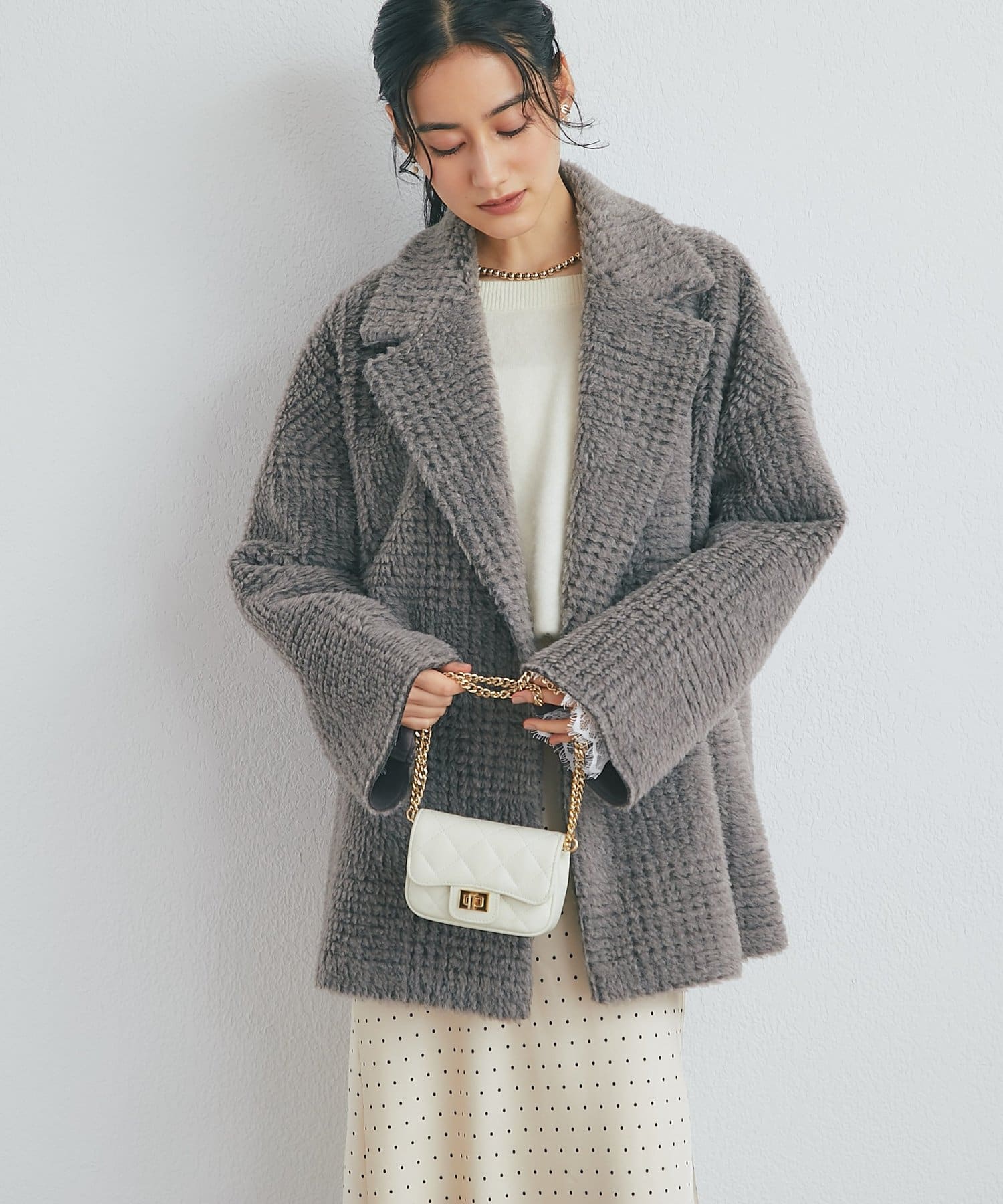 La boutique BonBon(ラブティックボンボン) チェックミドルコート