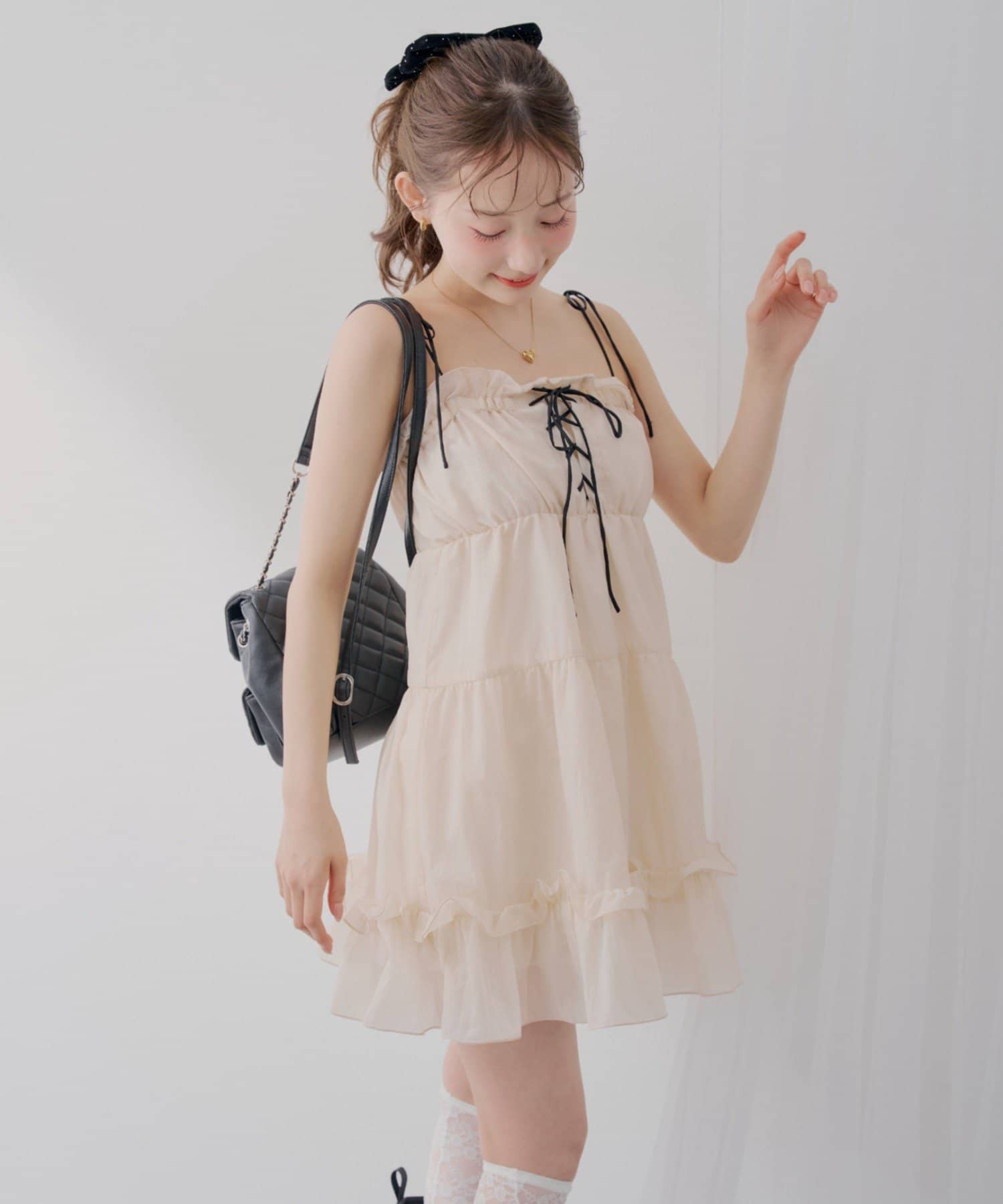 NICE CLAUP / OLIVE des OLIVE OUTLET(ナイスクラップ  / オリーブ デ オリーブ アウトレット) 【continuer】今季一押しの主役級レースアップキャミチュニック