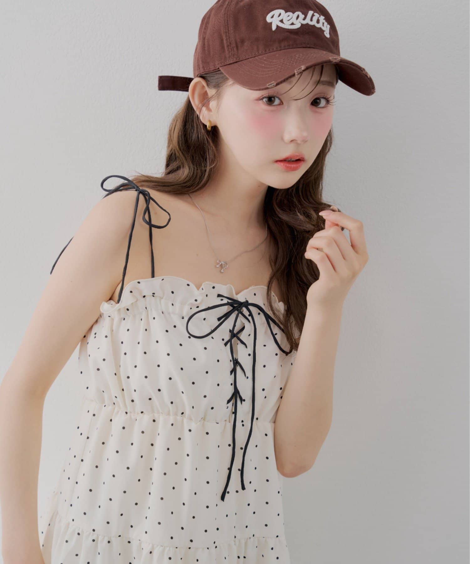NICE CLAUP / OLIVE des OLIVE OUTLET(ナイスクラップ  / オリーブ デ オリーブ アウトレット) 【continuer】今季一押しの主役級レースアップキャミチュニック