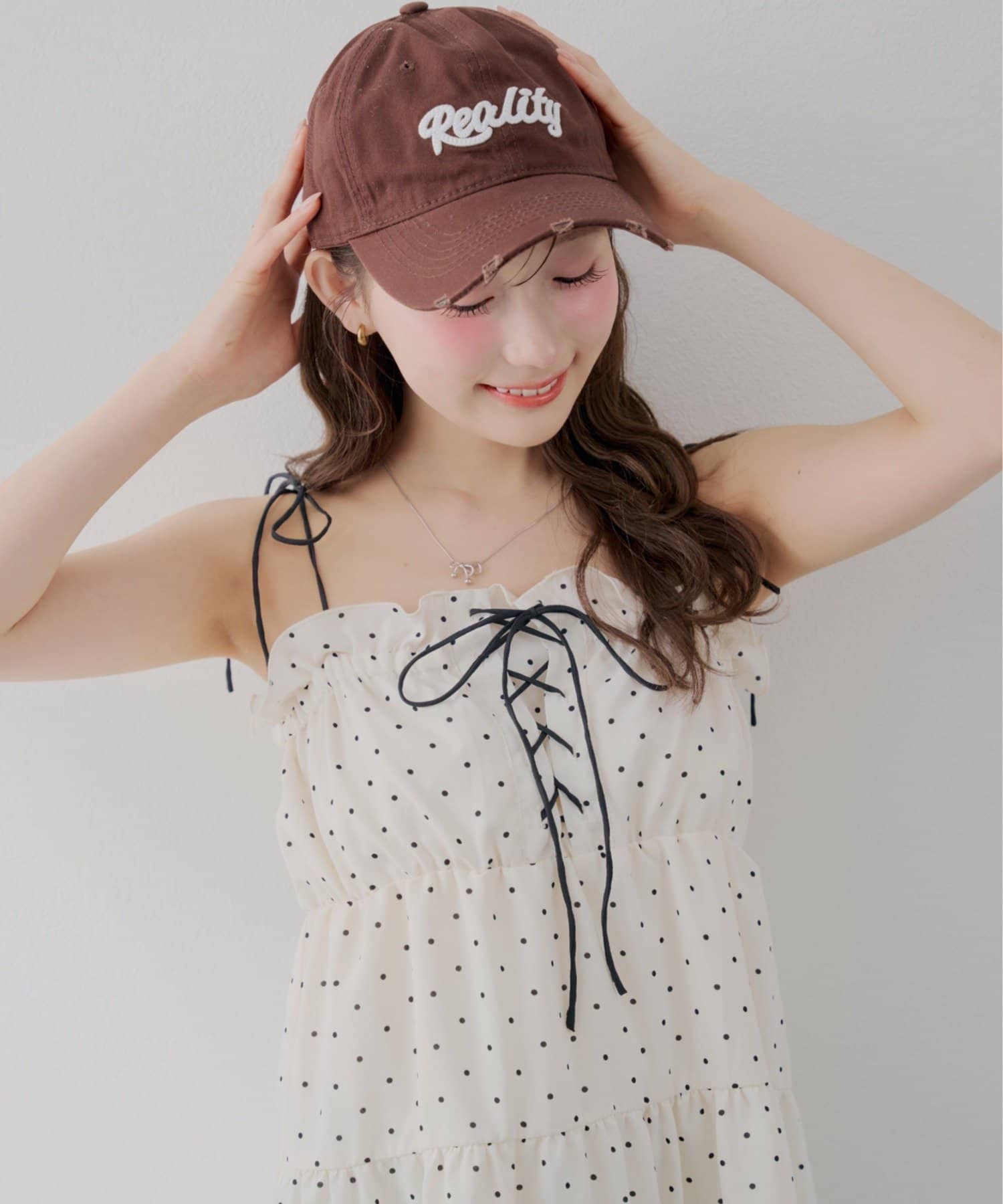 NICE CLAUP / OLIVE des OLIVE OUTLET(ナイスクラップ  / オリーブ デ オリーブ アウトレット) 【continuer】今季一押しの主役級レースアップキャミチュニック