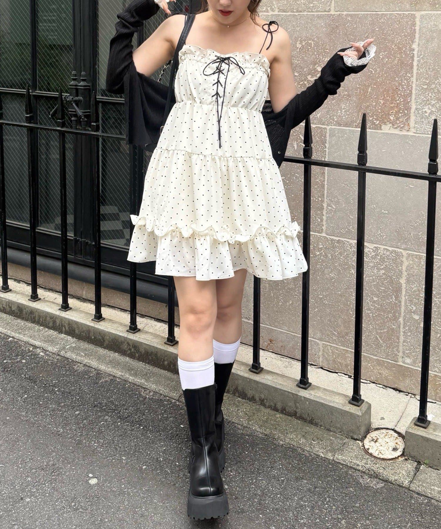 NICE CLAUP / OLIVE des OLIVE OUTLET(ナイスクラップ  / オリーブ デ オリーブ アウトレット) 【continuer】今季一押しの主役級レースアップキャミチュニック