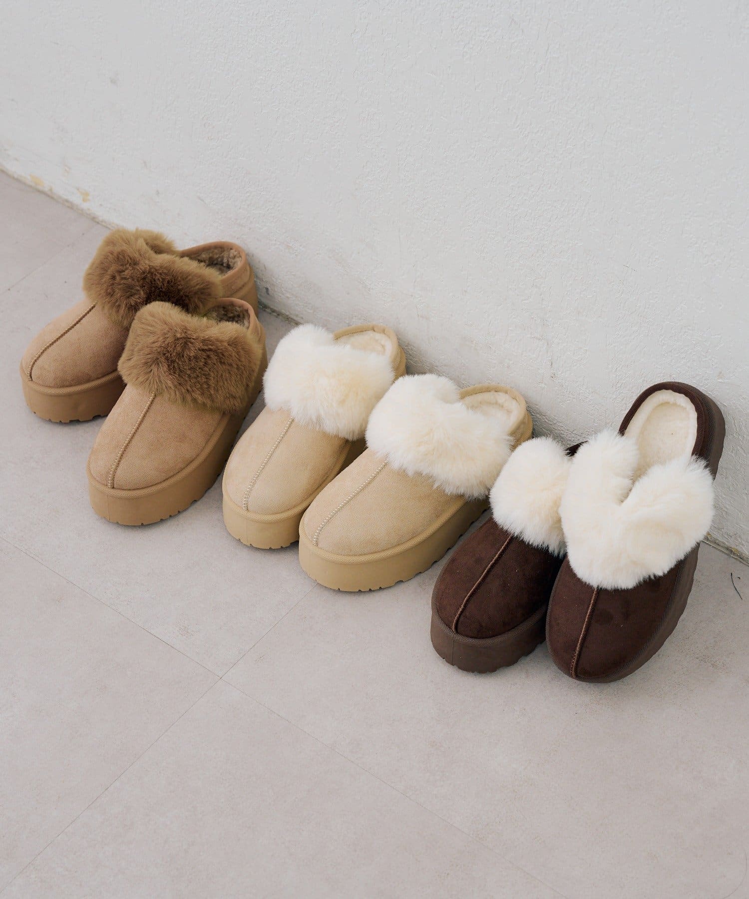 NICE CLAUP / OLIVE des OLIVE OUTLET(ナイスクラップ  / オリーブ デ オリーブ アウトレット) 【RMAF】ふわふわのファー素材が秋冬のコーデを彩るムートンサボ