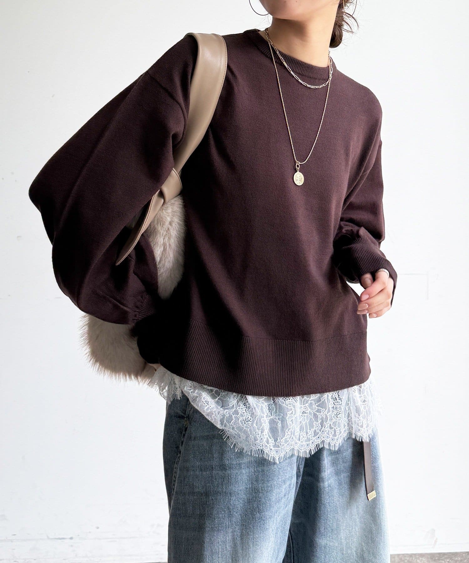 DOUDOU(ドゥドゥ) 【WEB限定】レースキャミ＋ニットセット