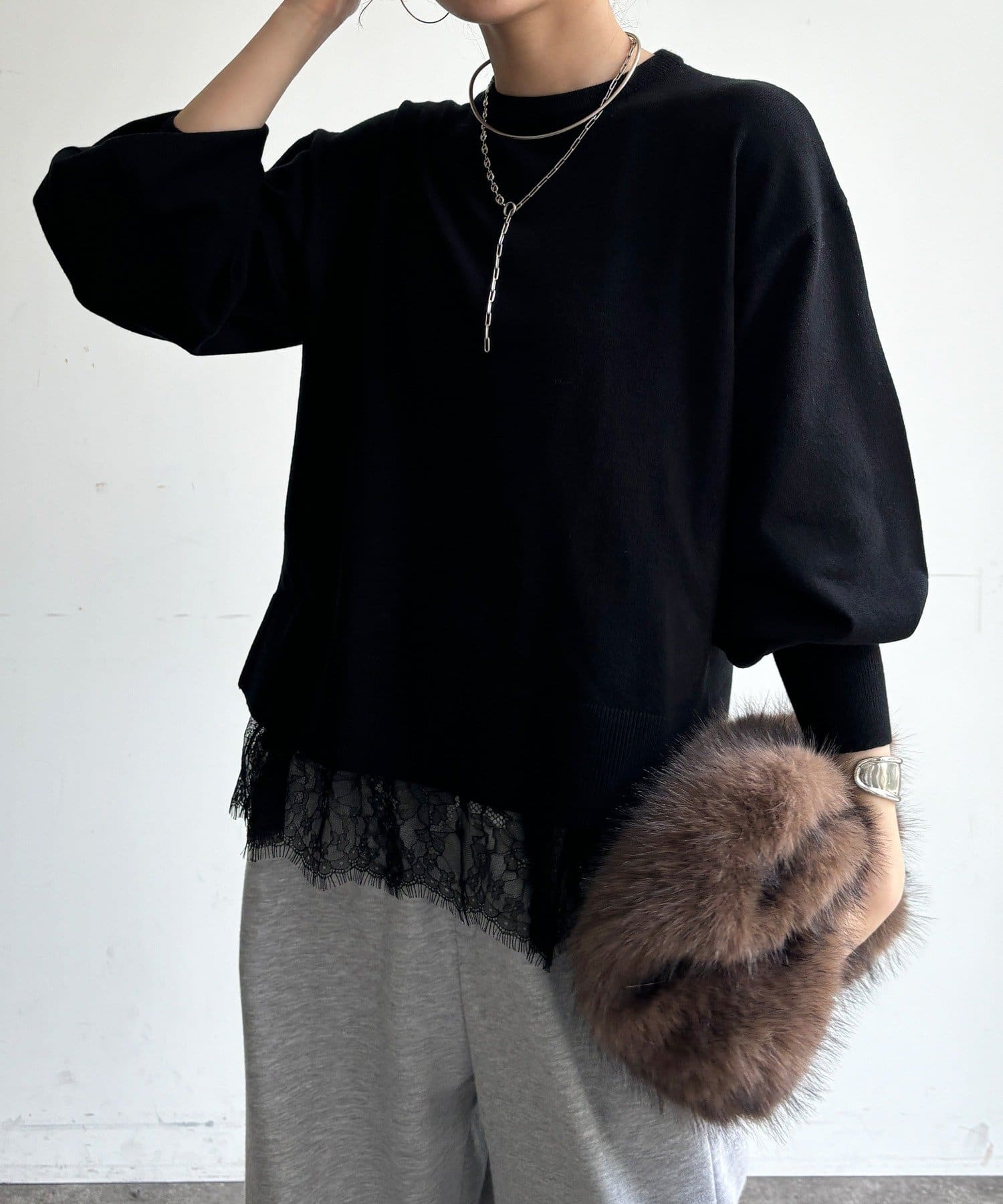 DOUDOU(ドゥドゥ) 【WEB限定】レースキャミ＋ニットセット