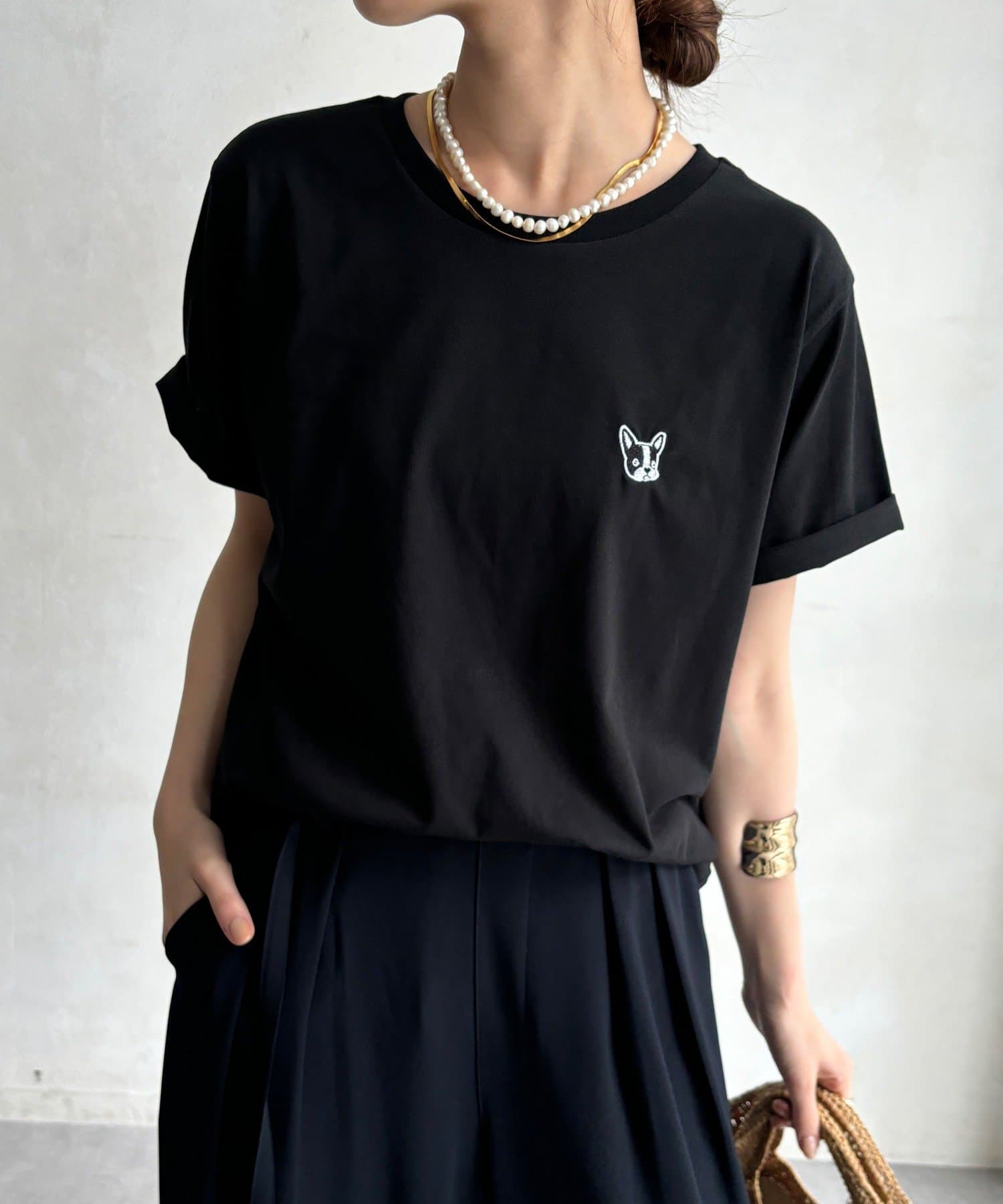 DOUDOU(ドゥドゥ) 【WEB限定】ワッペン風刺繍TEE