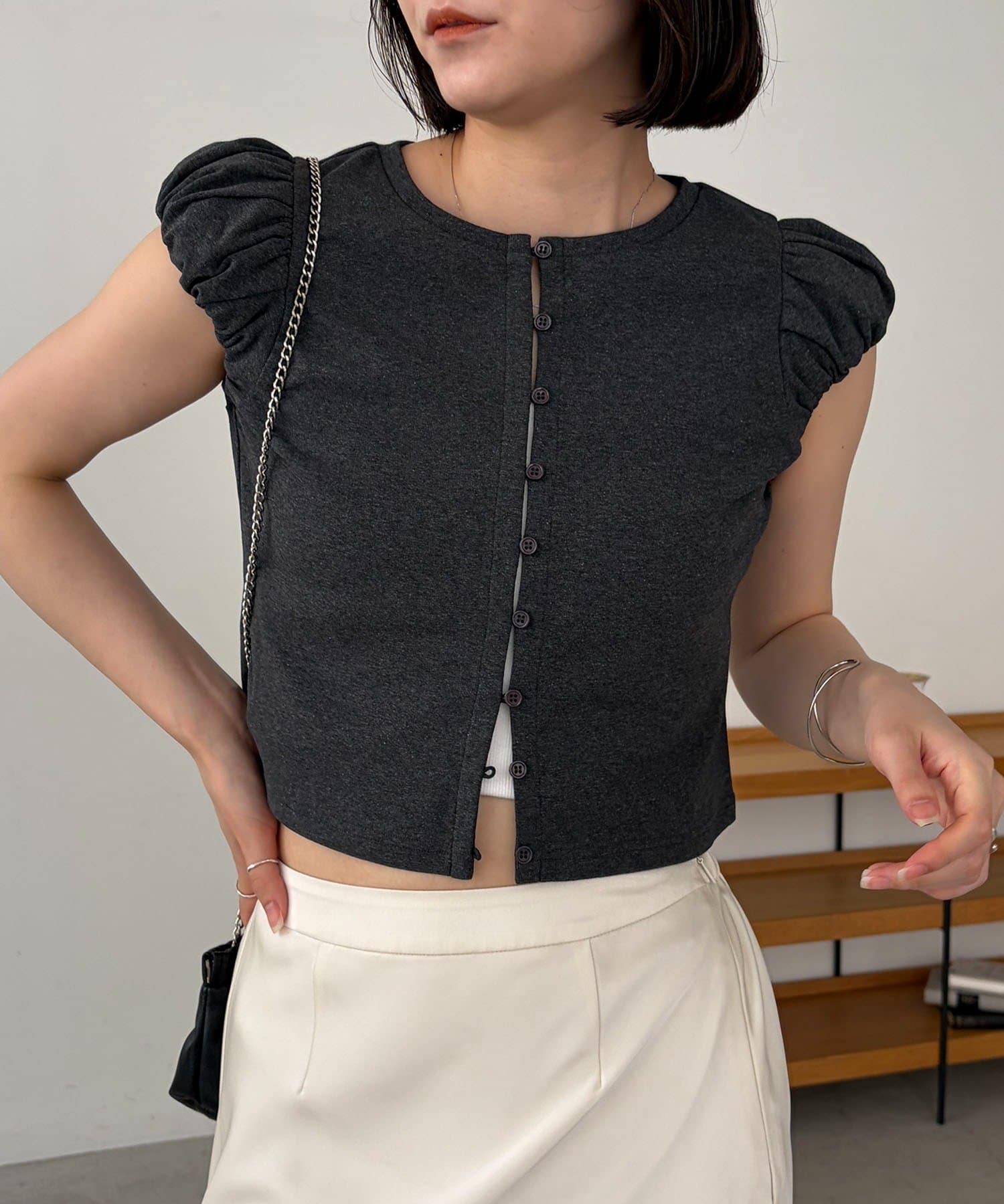 CAPRICIEUX LE'MAGE(カプリシュレマージュ) クラウドミニスリーブT
