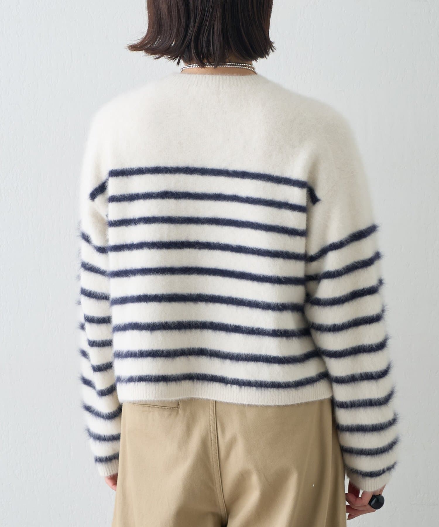 Whim Gazette(ウィム ガゼット) カシミヤ混ファークルーネックニットプルオーバー
