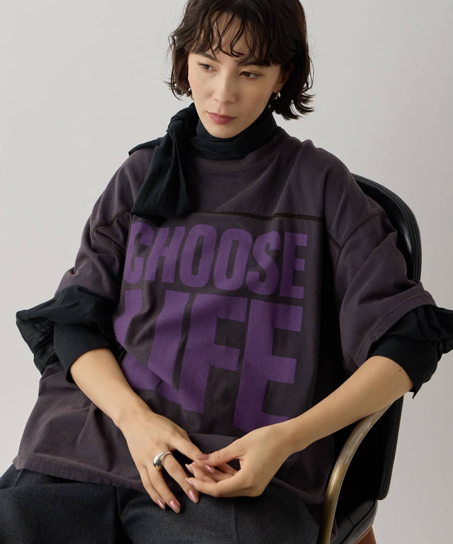 Whim Gazette(ウィム ガゼット) 【KATHARINE HAMNETT】スローガンフットボールTシャツ