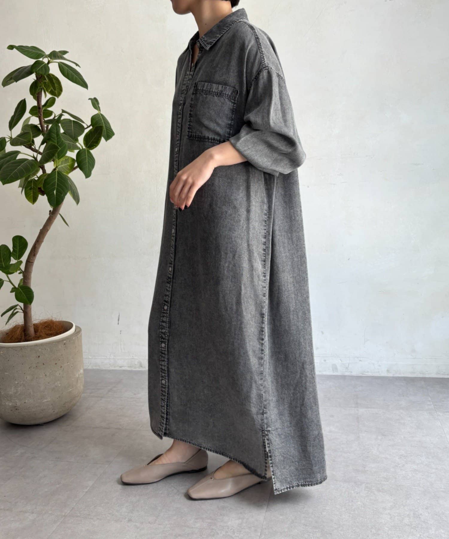 Jena　espace merveilleux(ジェナ　エスパスメルヴェイユ) テンセルシャツワンピース