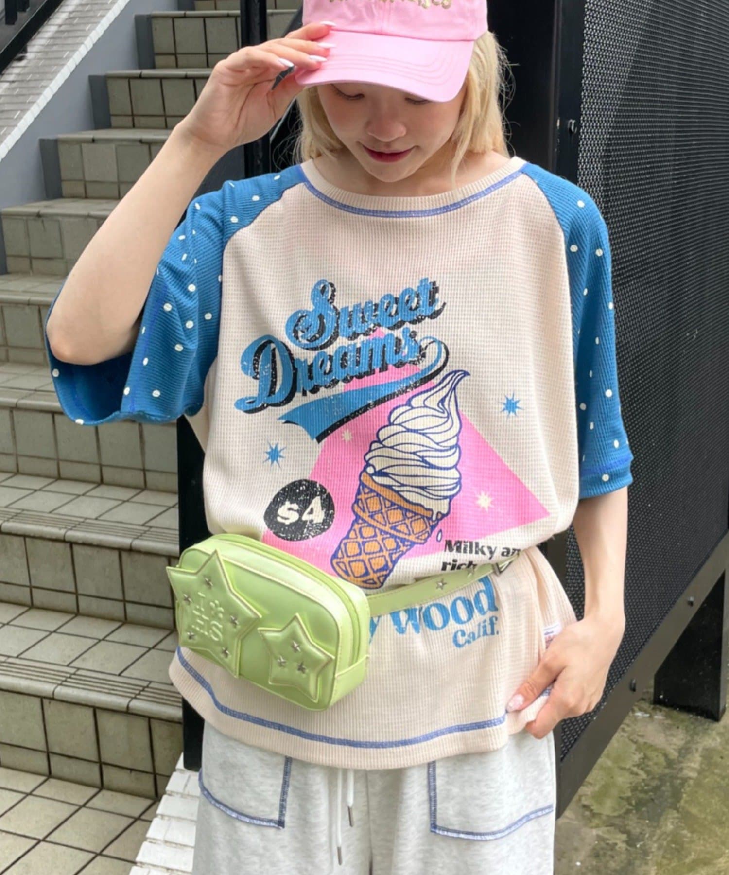 CIAOPANIC TYPY(チャオパニックティピー) 【HELLO.SANFRANCISCO】ワッフルラグランドット半袖TEE
