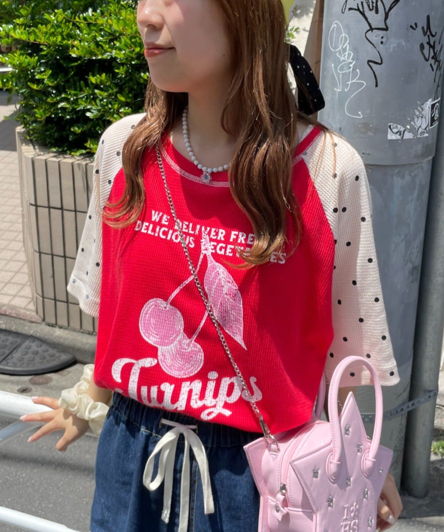 CIAOPANIC TYPY(チャオパニックティピー) 【HELLO.SANFRANCISCO】ワッフルラグランドット半袖TEE