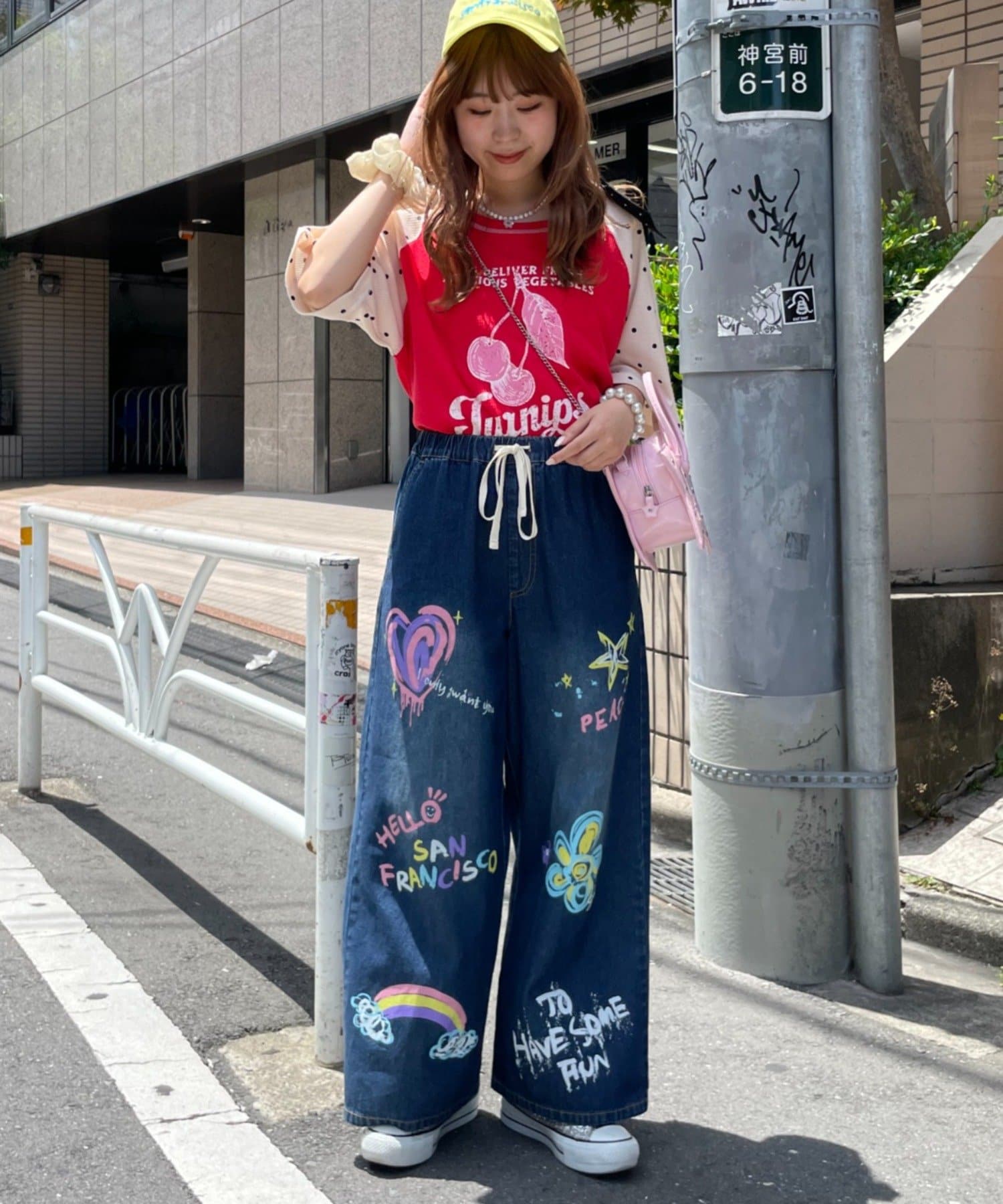 CIAOPANIC TYPY(チャオパニックティピー) 【HELLO.SANFRANCISCO】ワッフルラグランドット半袖TEE