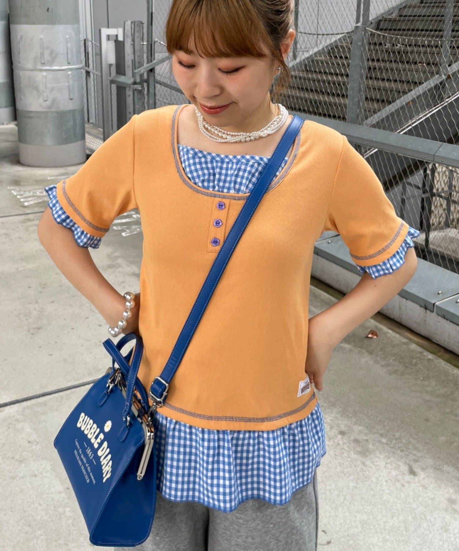 CIAOPANIC TYPY(チャオパニックティピー) 【HELLO.SANFRANCISCO】チェックレイヤードフリルTEE