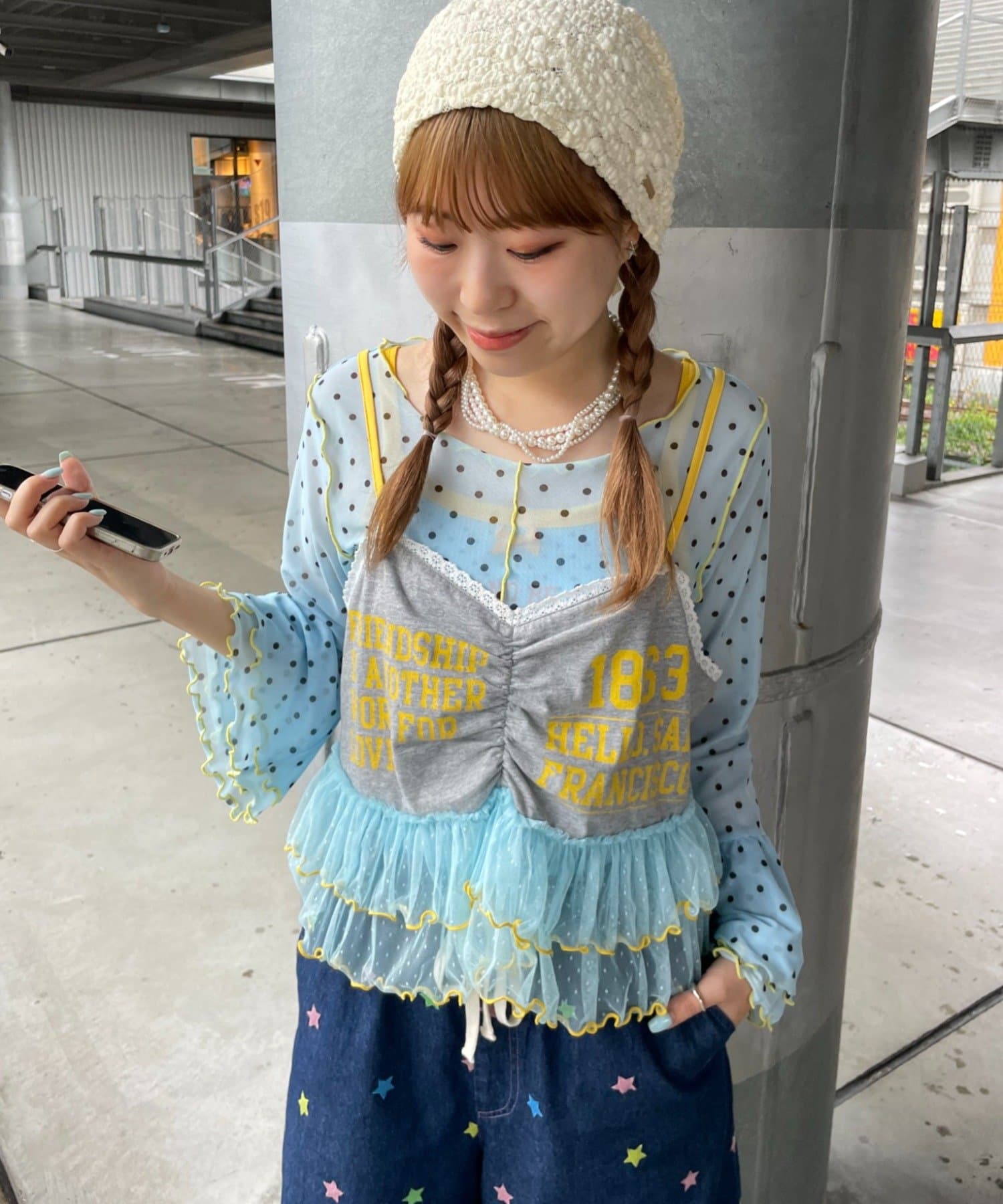 CIAOPANIC TYPY(チャオパニックティピー) 【HELLO.SANFRANCISCO】シアードットフリルTEE