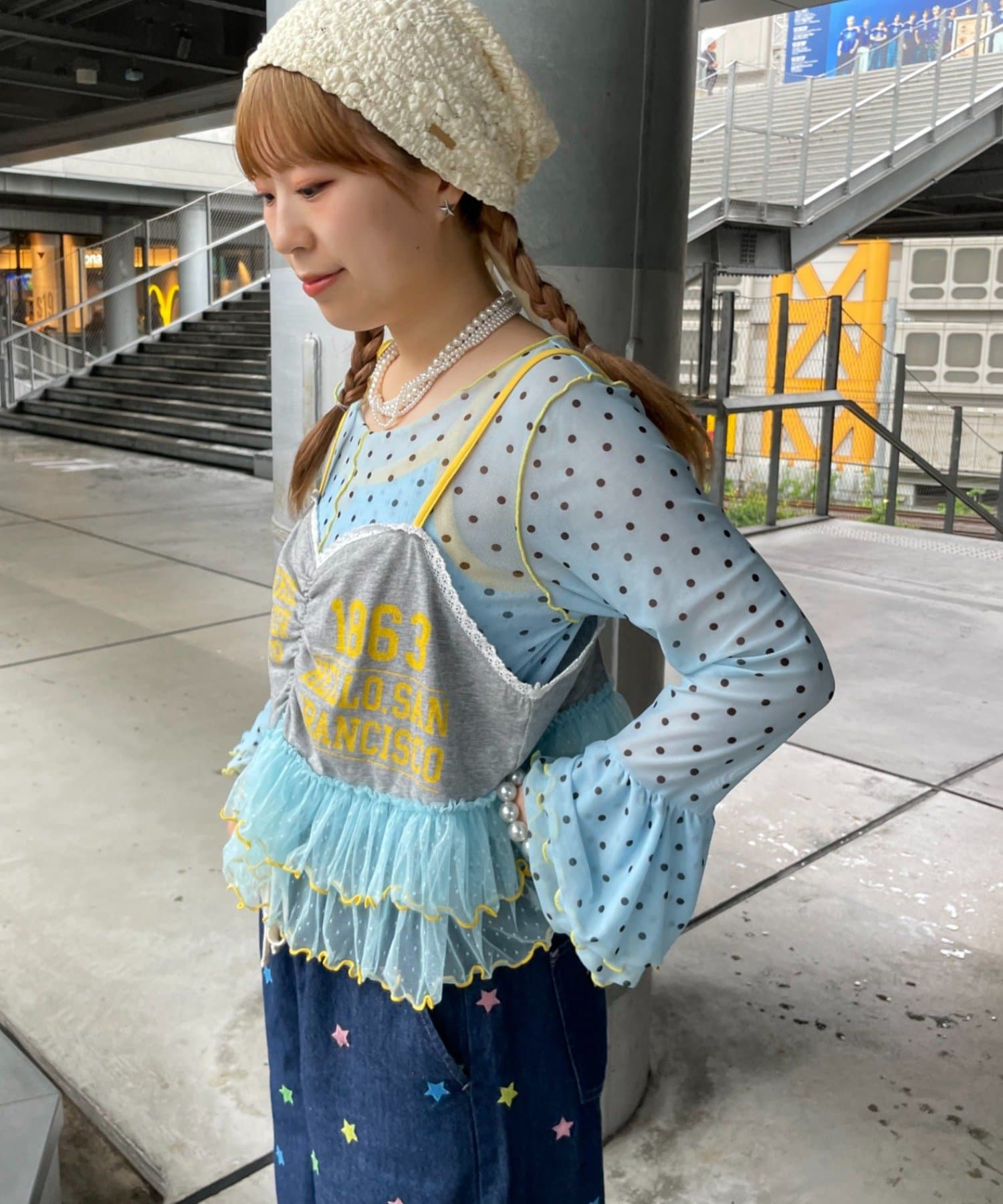CIAOPANIC TYPY(チャオパニックティピー) 【HELLO.SANFRANCISCO】シアードットフリルTEE