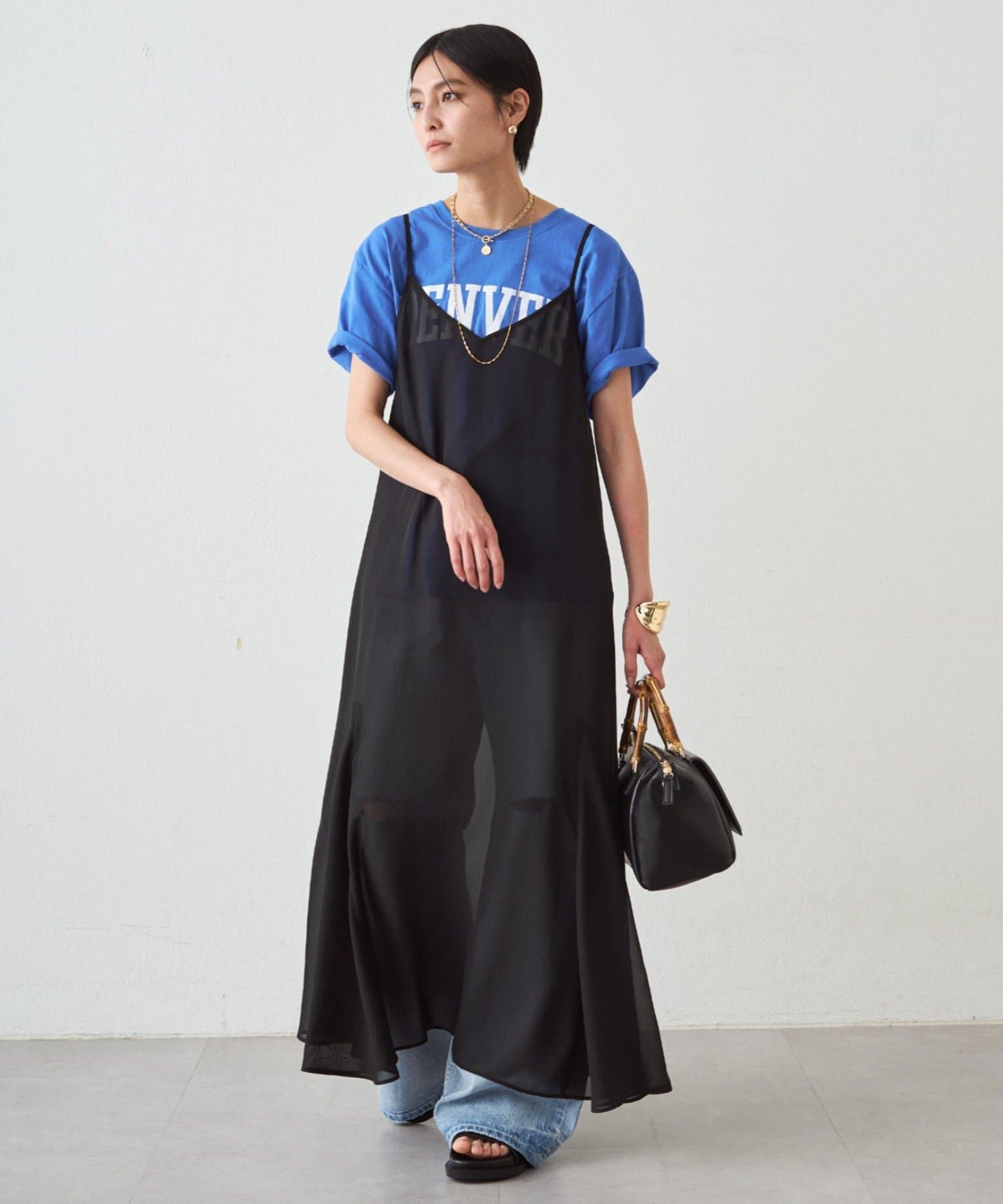OUTLET(アウトレット) 【Loungedress】シアーキャミワンピース
