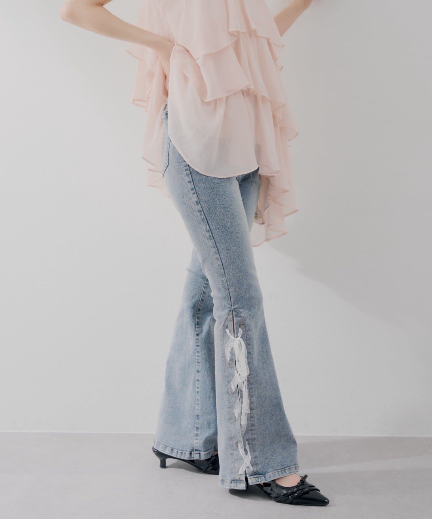NICE CLAUP / OLIVE des OLIVE OUTLET(ナイスクラップ  / オリーブ デ オリーブ アウトレット) 【continuer】圧倒的な美脚・脚長効果を叶える、レースアップフレアデニム