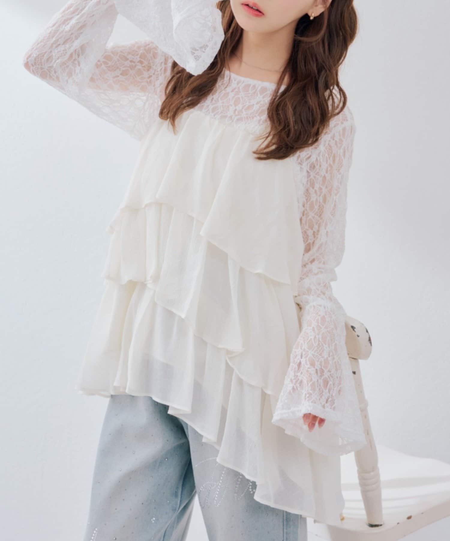 NICE CLAUP / OLIVE des OLIVE OUTLET(ナイスクラップ  / オリーブ デ オリーブ アウトレット) 【continuer】儚げフェミニン”を叶えるティアードキャミチュニック