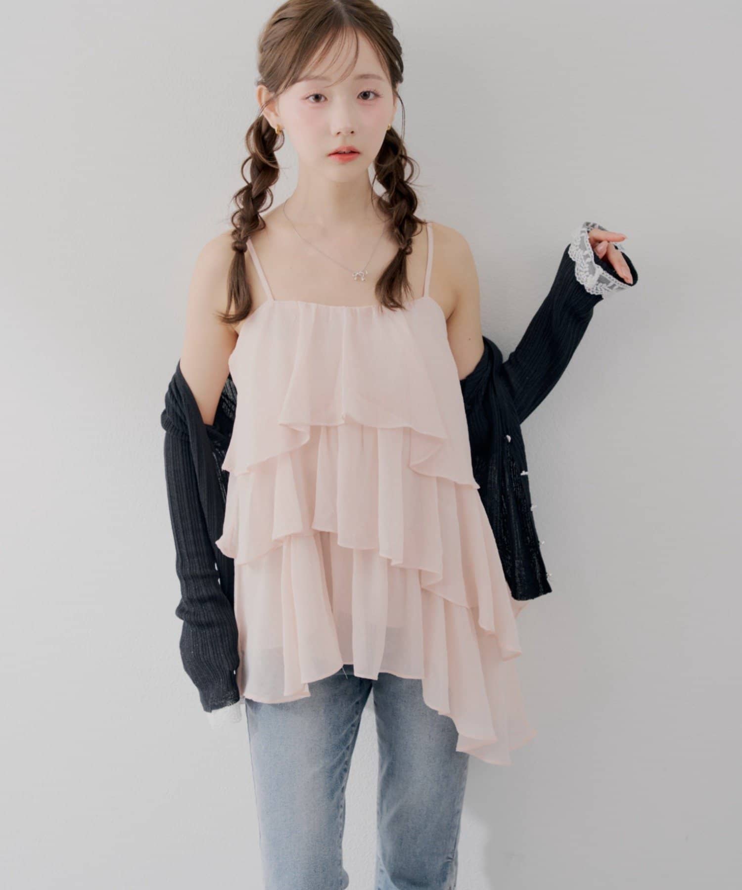 NICE CLAUP / OLIVE des OLIVE OUTLET(ナイスクラップ  / オリーブ デ オリーブ アウトレット) 【continuer】儚げフェミニン”を叶えるティアードキャミチュニック