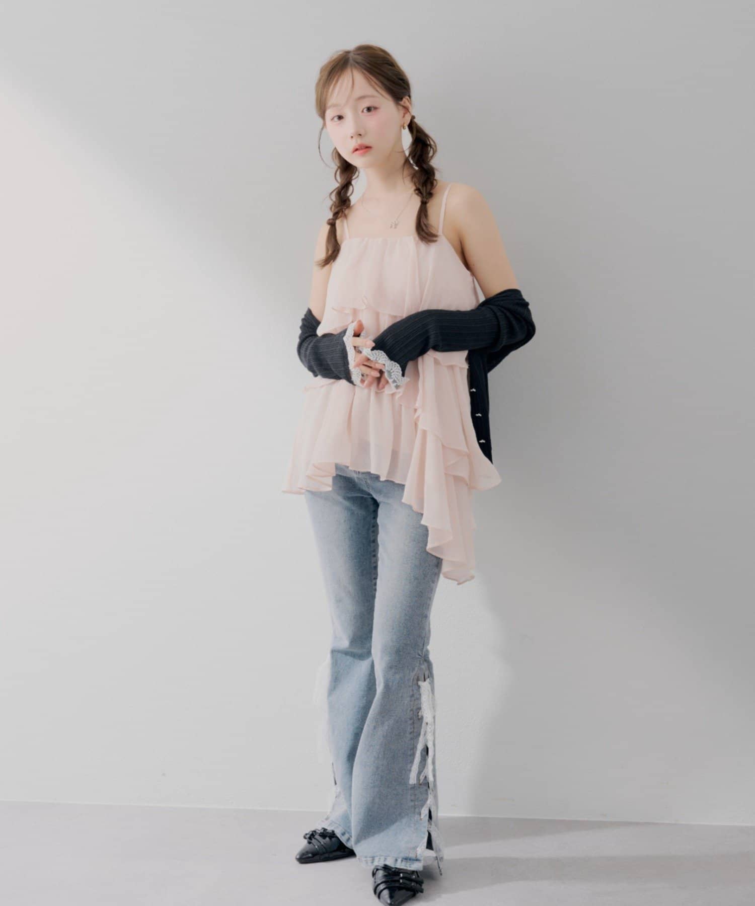 NICE CLAUP / OLIVE des OLIVE OUTLET(ナイスクラップ  / オリーブ デ オリーブ アウトレット) 【continuer】儚げフェミニン”を叶えるティアードキャミチュニック