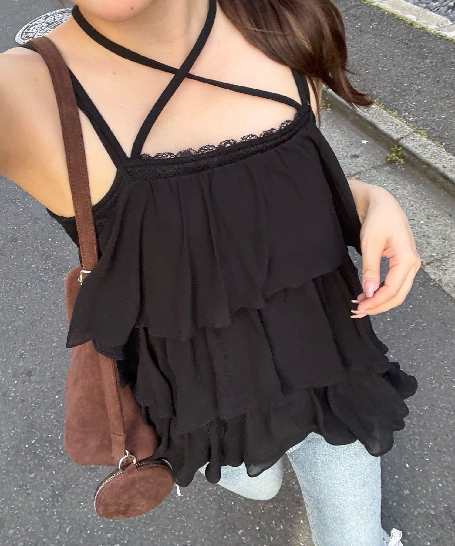 NICE CLAUP / OLIVE des OLIVE OUTLET(ナイスクラップ  / オリーブ デ オリーブ アウトレット) 【continuer】儚げフェミニン”を叶えるティアードキャミチュニック
