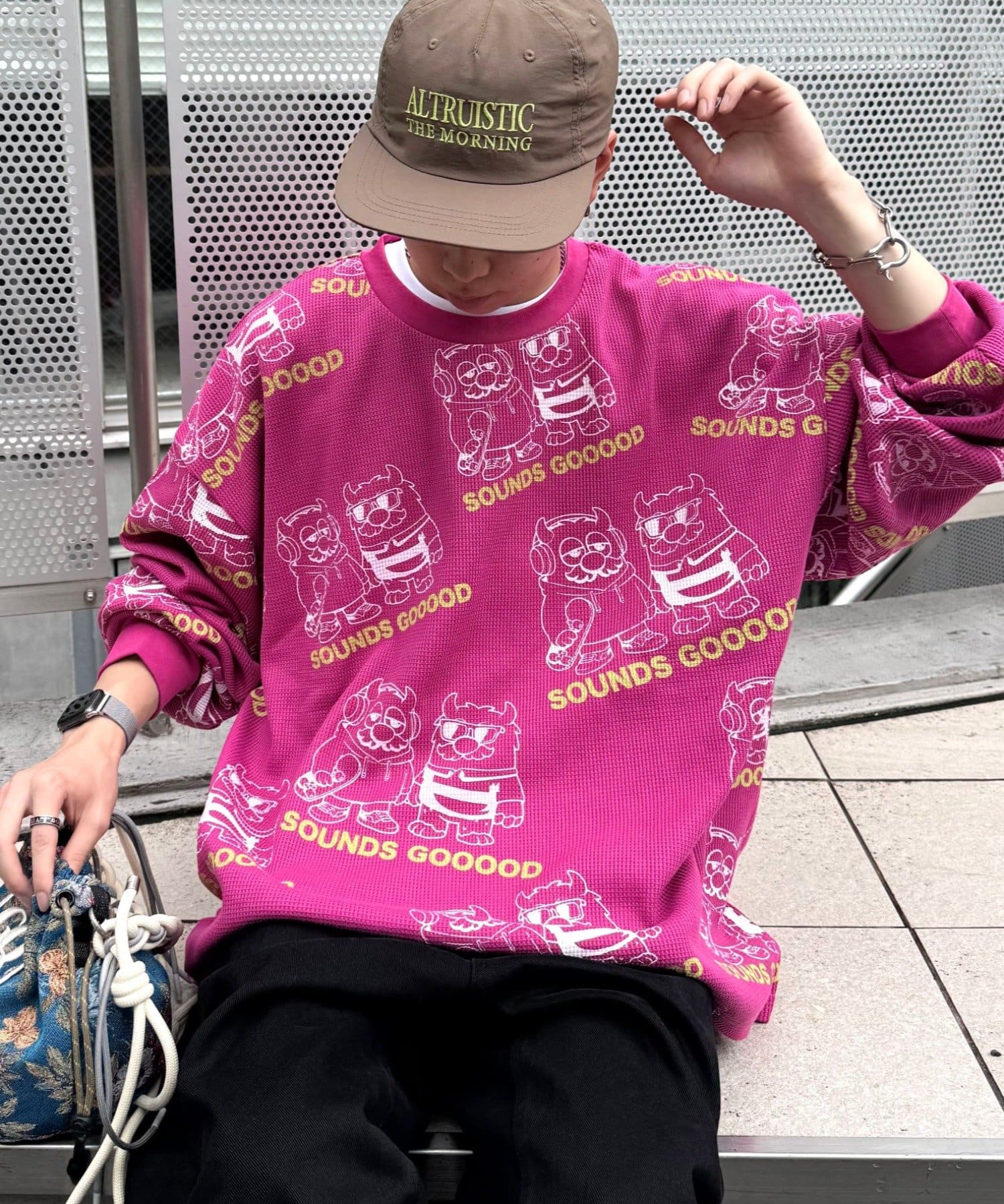CIAOPANIC TYPY(チャオパニックティピー) 【SOUNDS GOOOOD】モンスター総柄ワッフルプリントロンTEE