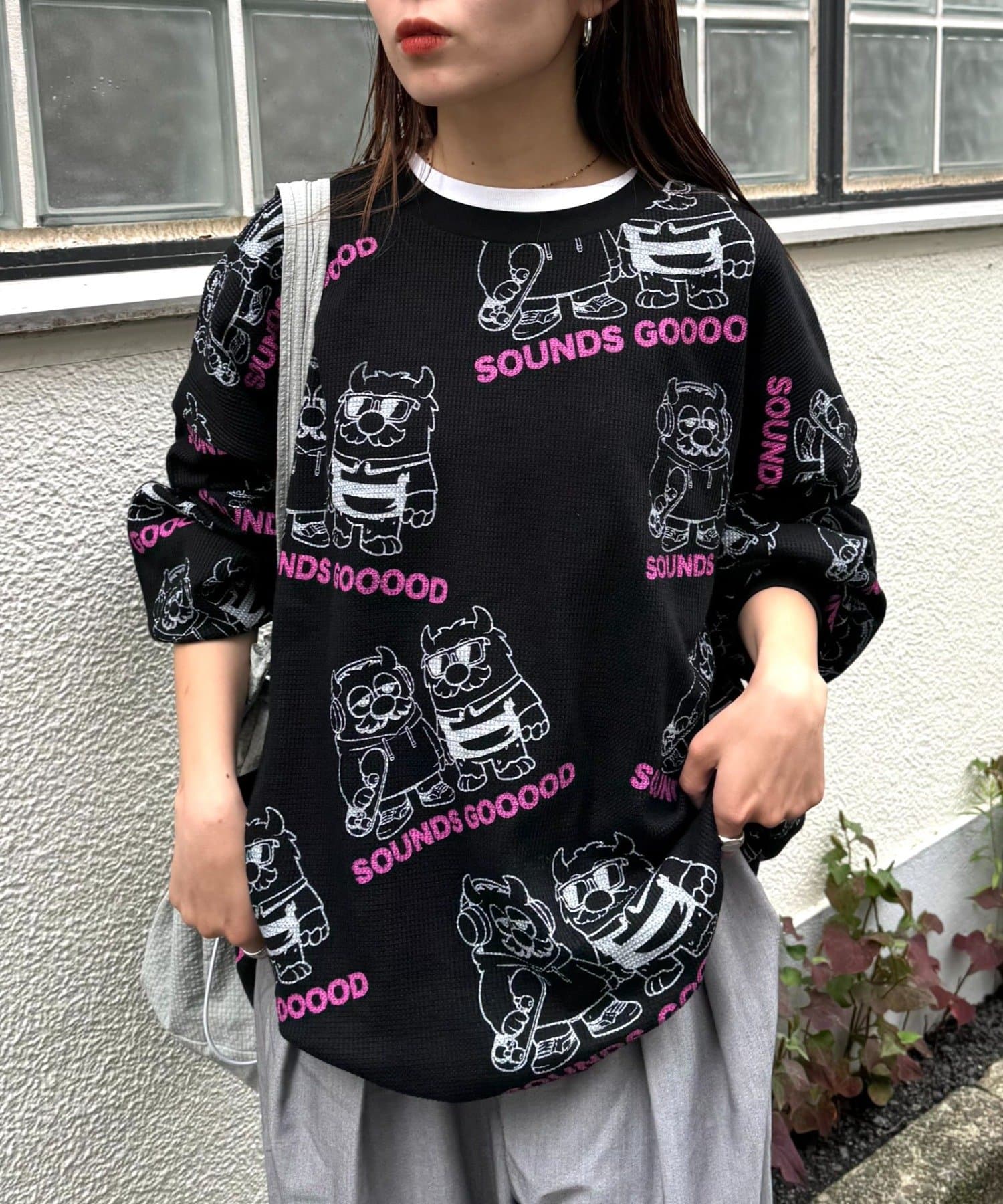 CIAOPANIC TYPY(チャオパニックティピー) 【SOUNDS GOOOOD】モンスター総柄ワッフルプリントロンTEE